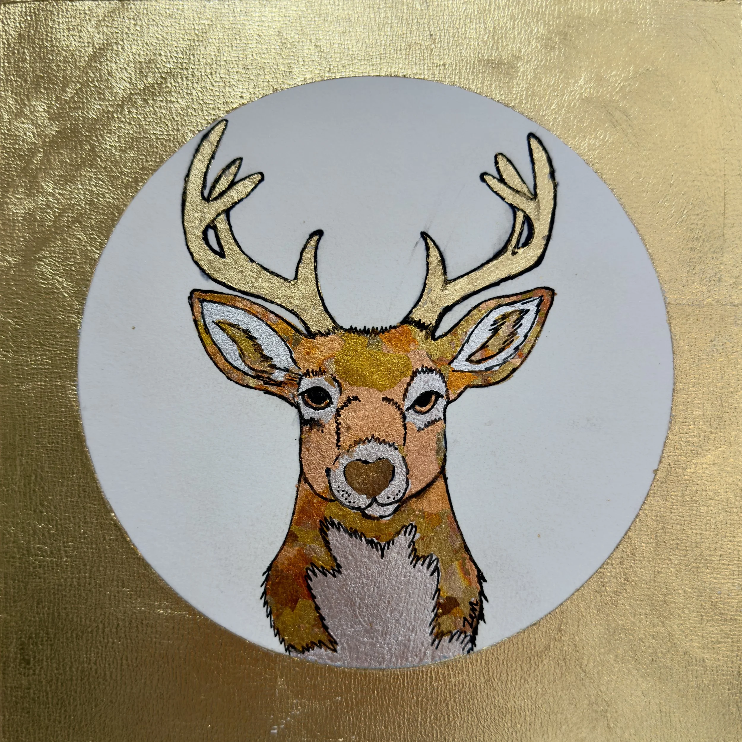 Crowned in Light  - 8” x 8” - Gilded Metal leaf