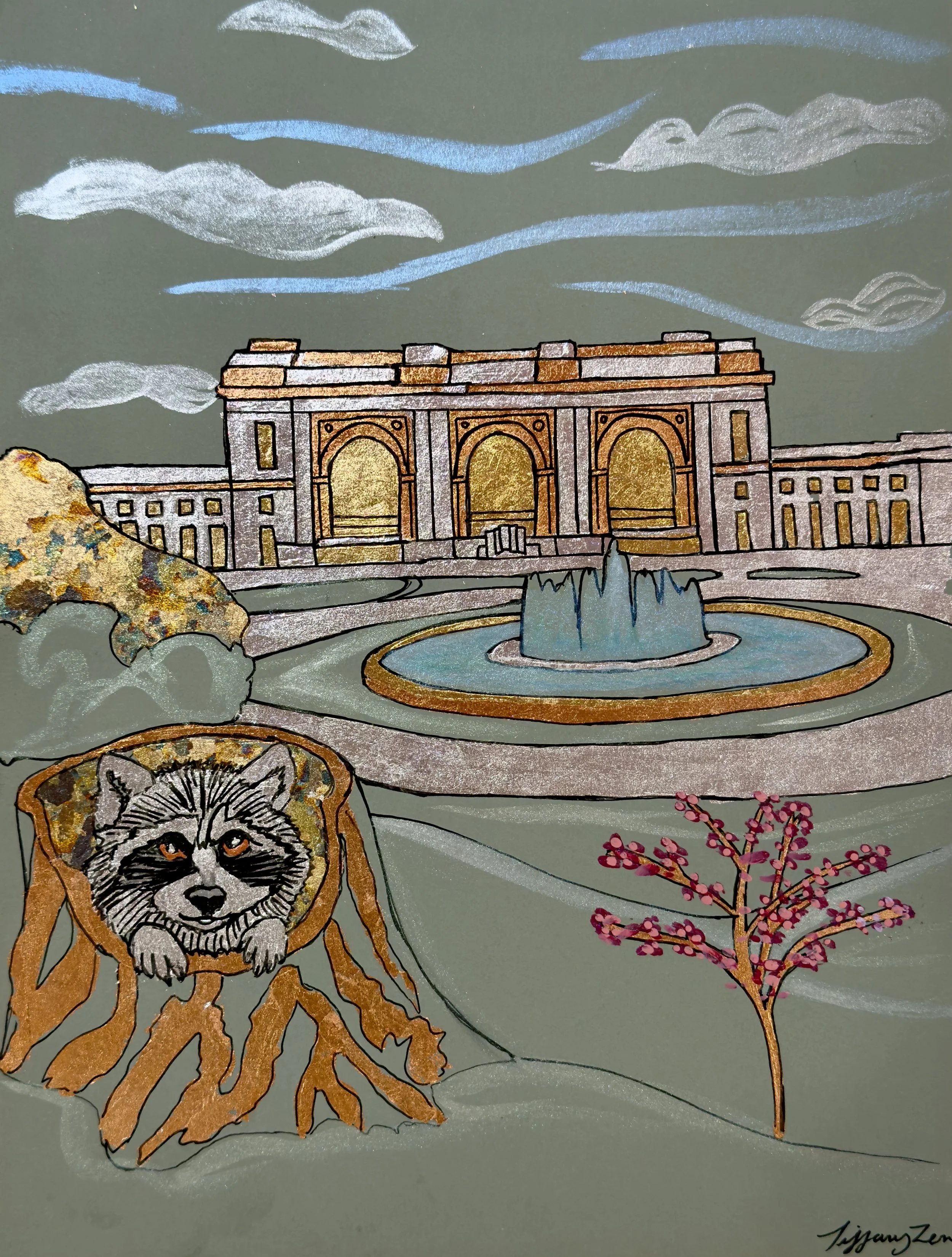 The Last Train Home -  9" x 12" - Metal on Paper