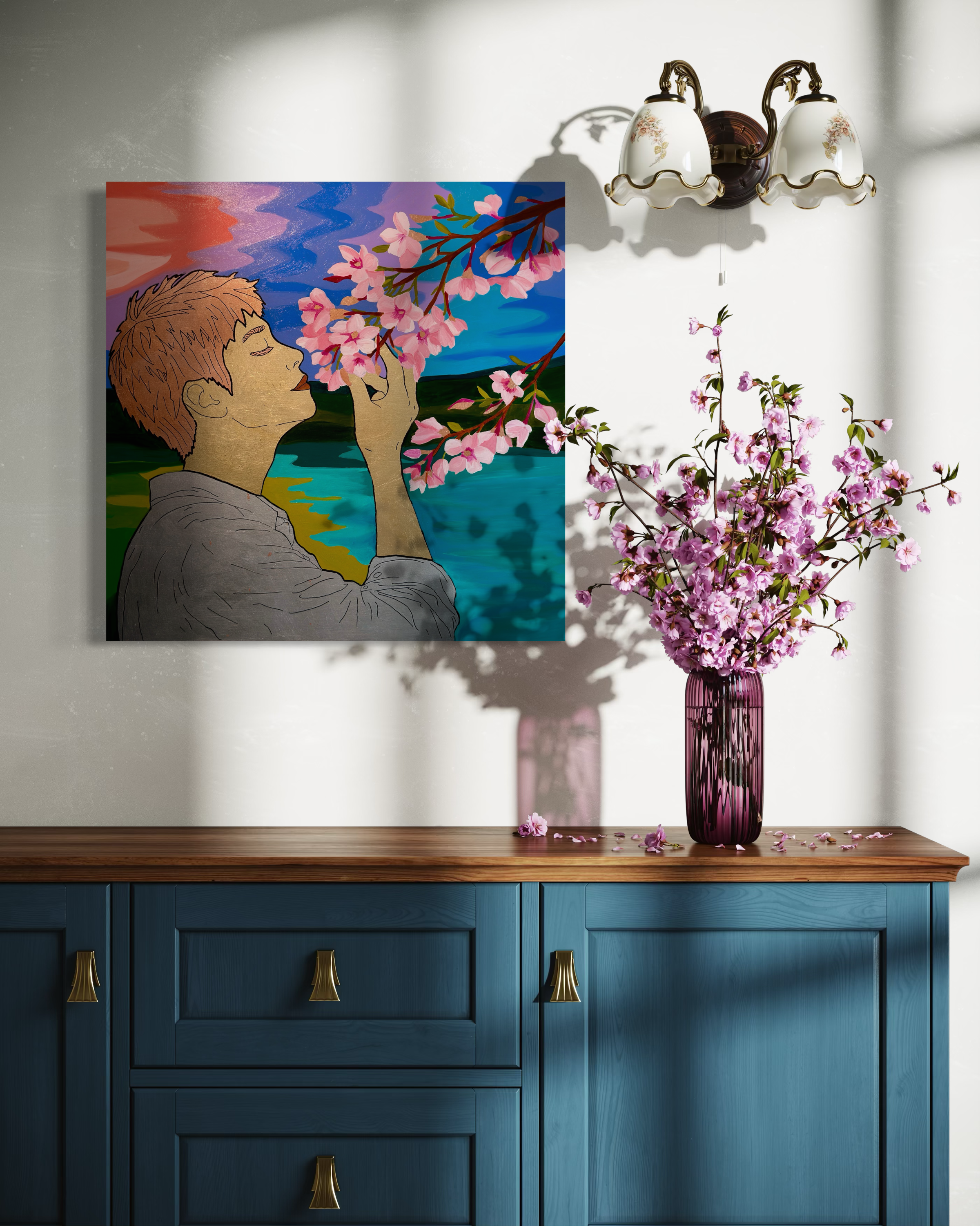 Cherry-blossom-painting-interior-blue-cabinet.PNG