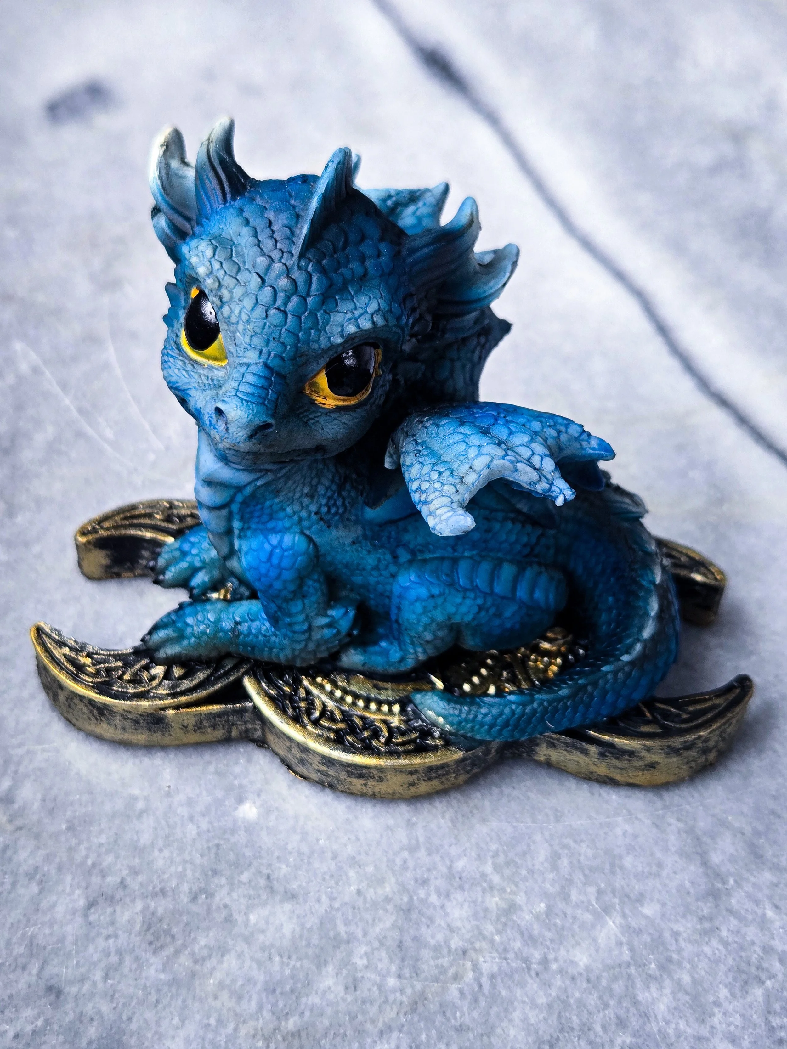Baby Dragon Triple Moon Figurine