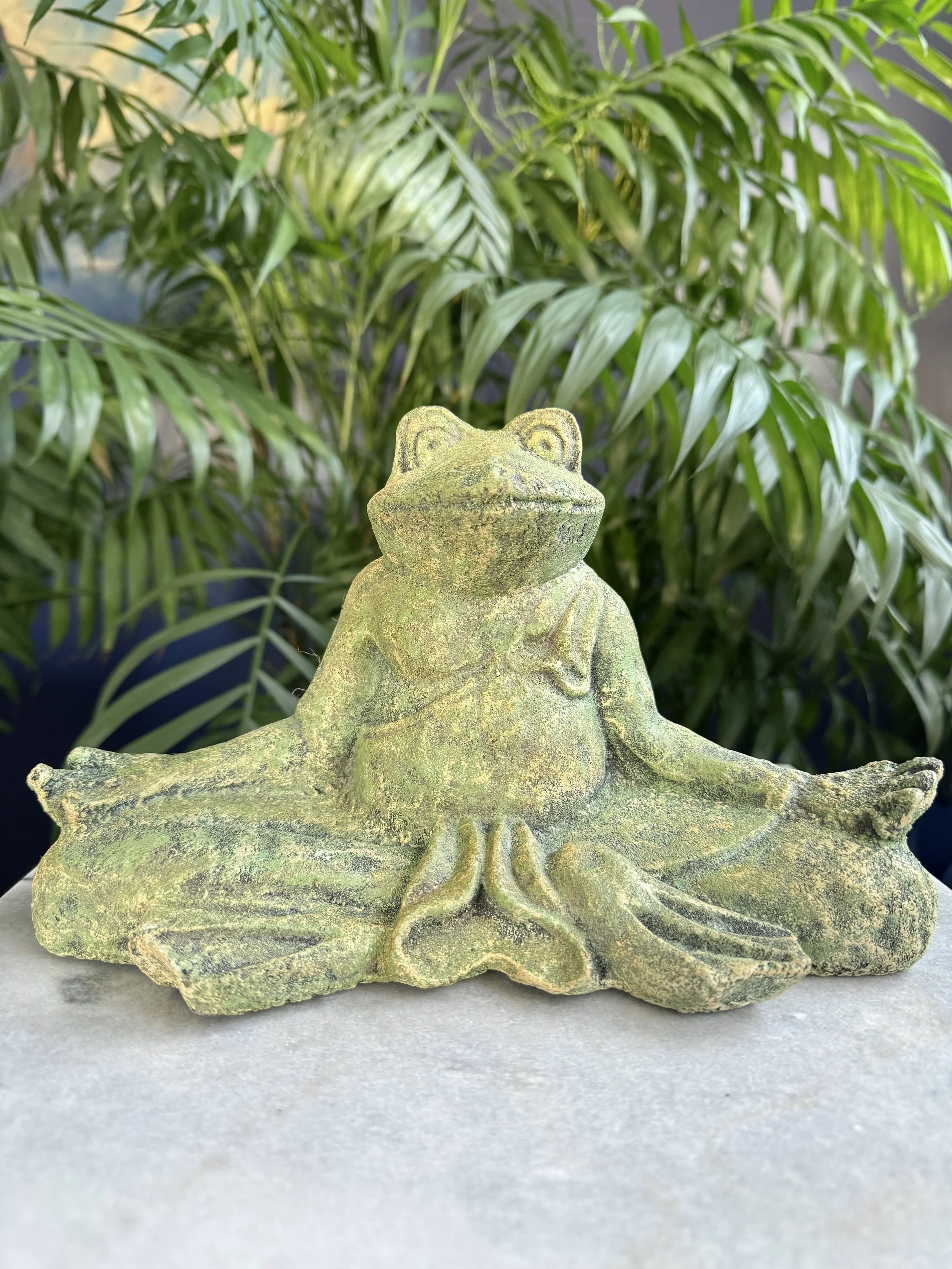 Yoga Frog Volcanic Stone Statue