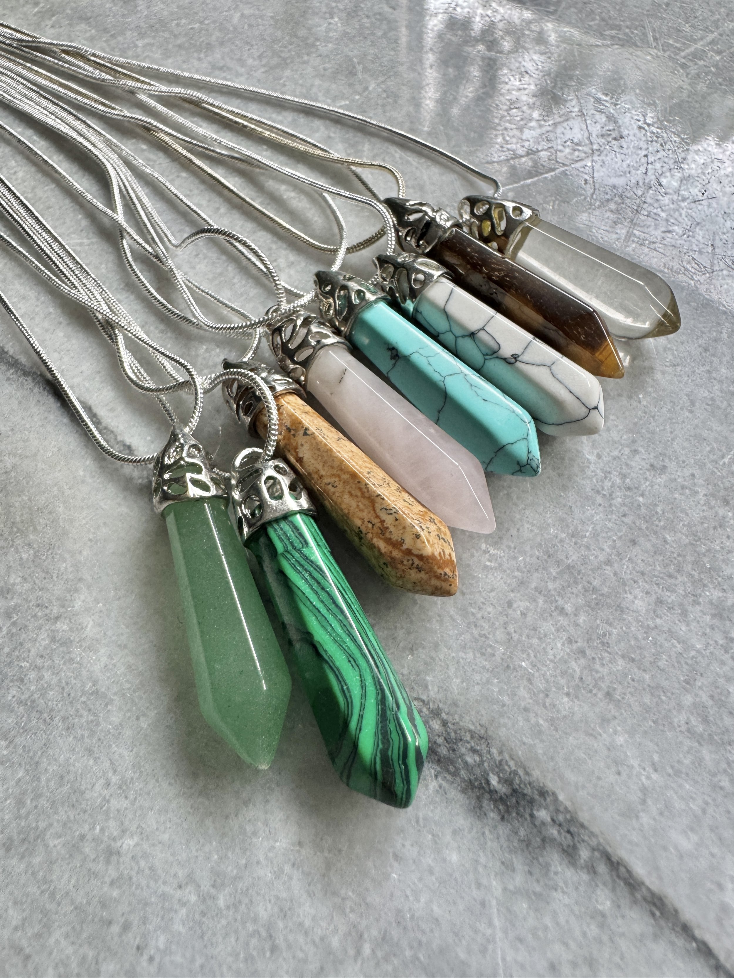 Capped Crystal Point Necklaces