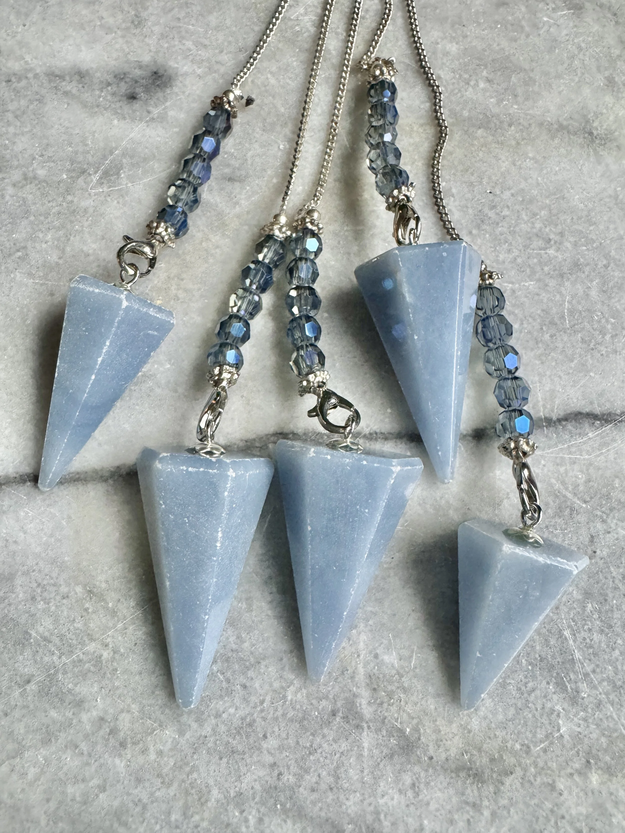 Angelite Pendulum with Angel Charm