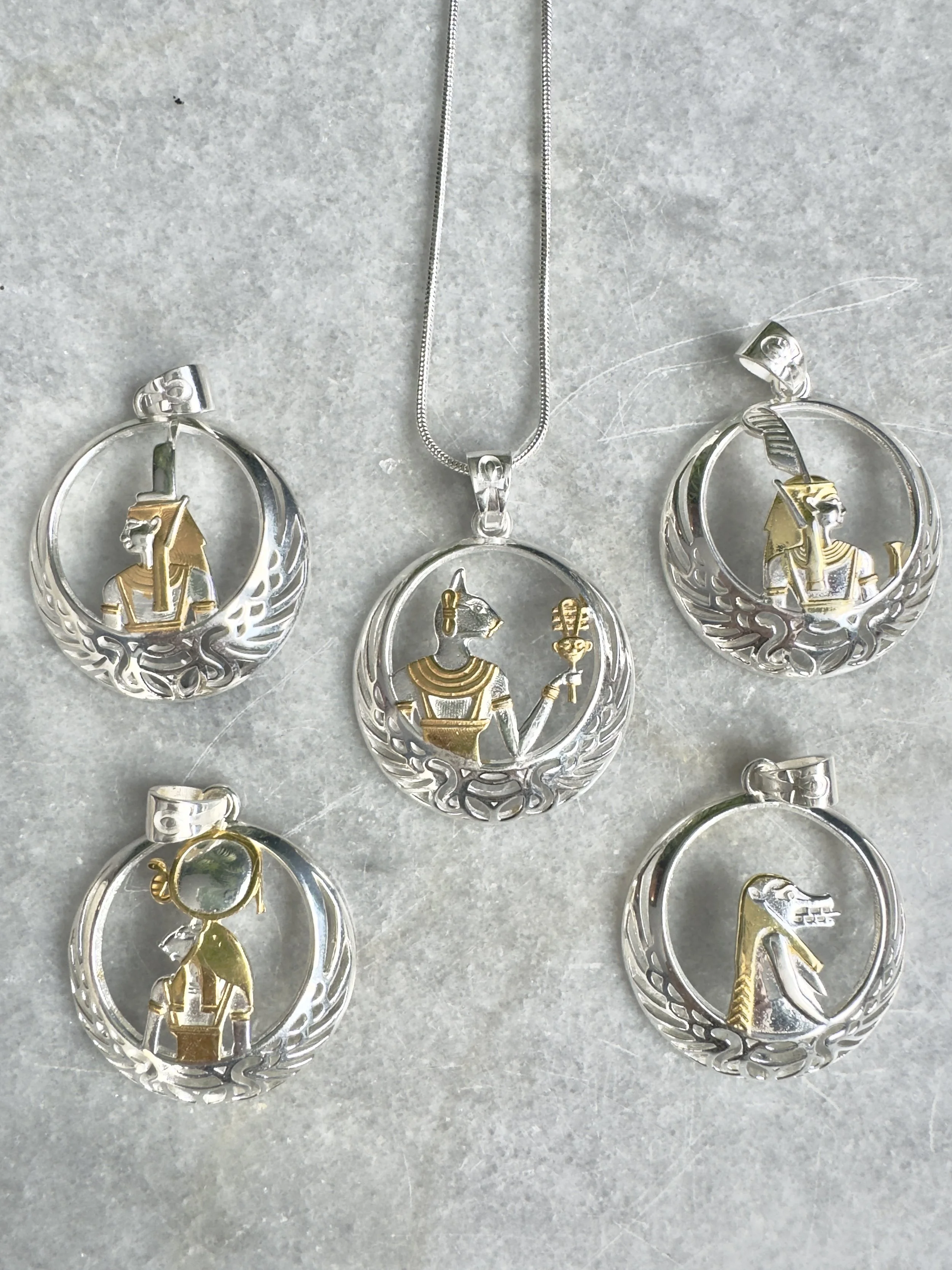 Egyptian Goddess Mixed Metals Necklace