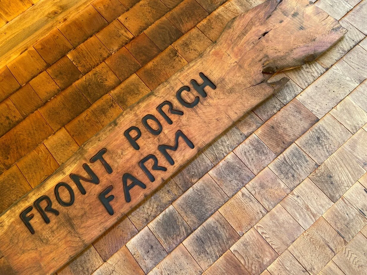 They have a handmade [wood] sign hung on their front porch a few years ago.