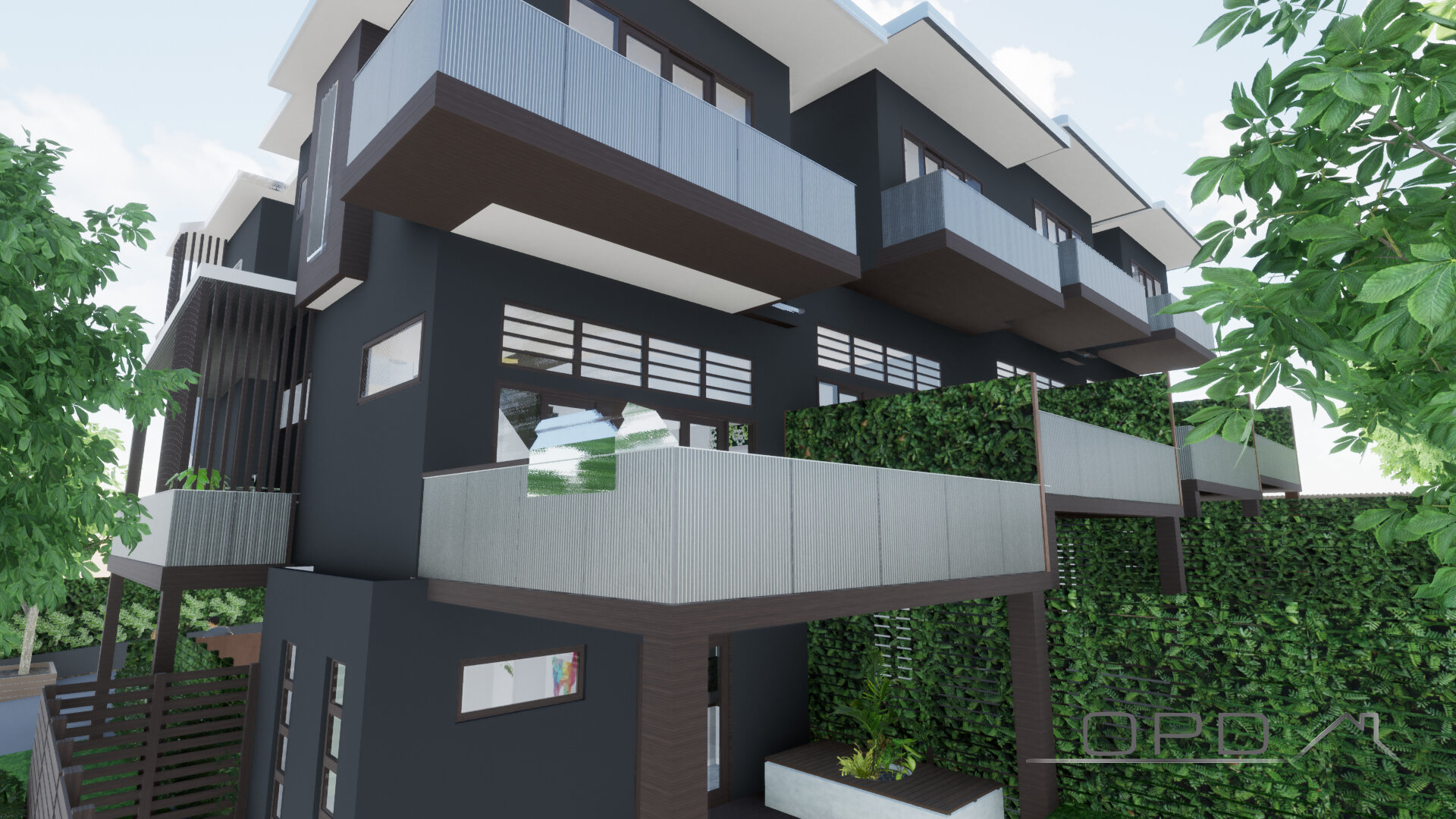 Unit 1 rear facade