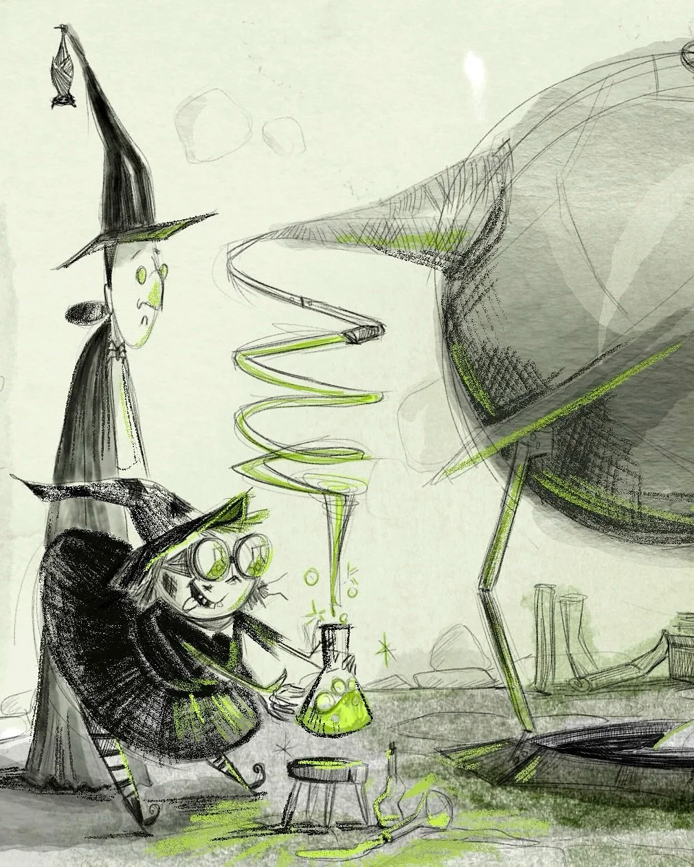 A little chaos, a little patience, and a lot of bubbling magic. Spooky season sketches always hit differently. 🎃 swipe to see the full illustration!

#illustrator #author #picturebookillustration #sketchdai̇ly #childrensbookillustration #inktober202