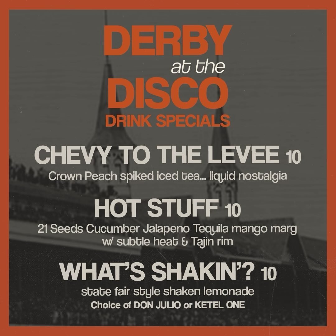 ready for the weekend? we&rsquo;ve got you covered with a bunch of groovy events to get your weekend right! 🪩🍸

FRI: 5-late 

SAT: noon-late &mdash; Disco Derby Pregame cocktail party @ 3p 🏇🏻+ @happydad beer pong tournament @5p 🍻

SUN: noon-late