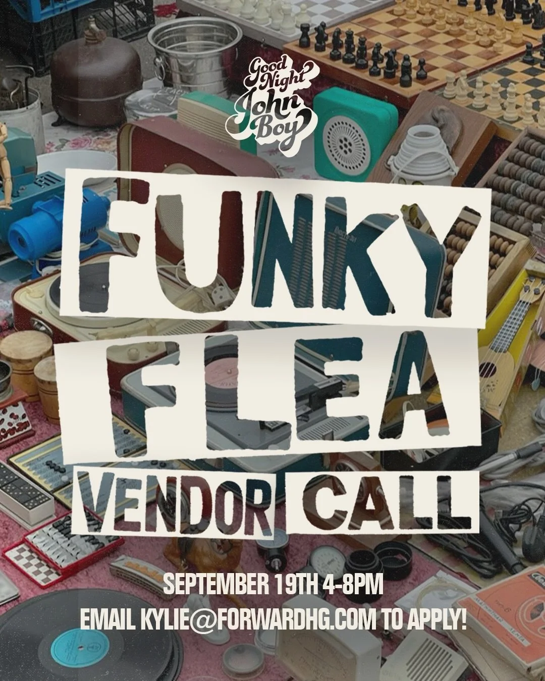 calling all vendors &amp; small businesses to the dance floor!! ☎️ the funky flea market is back at the disco! 

email kylie@forwardhg.com to put in a vendor application! 

market with be held on: 
saturday sept 19th 4p-8p