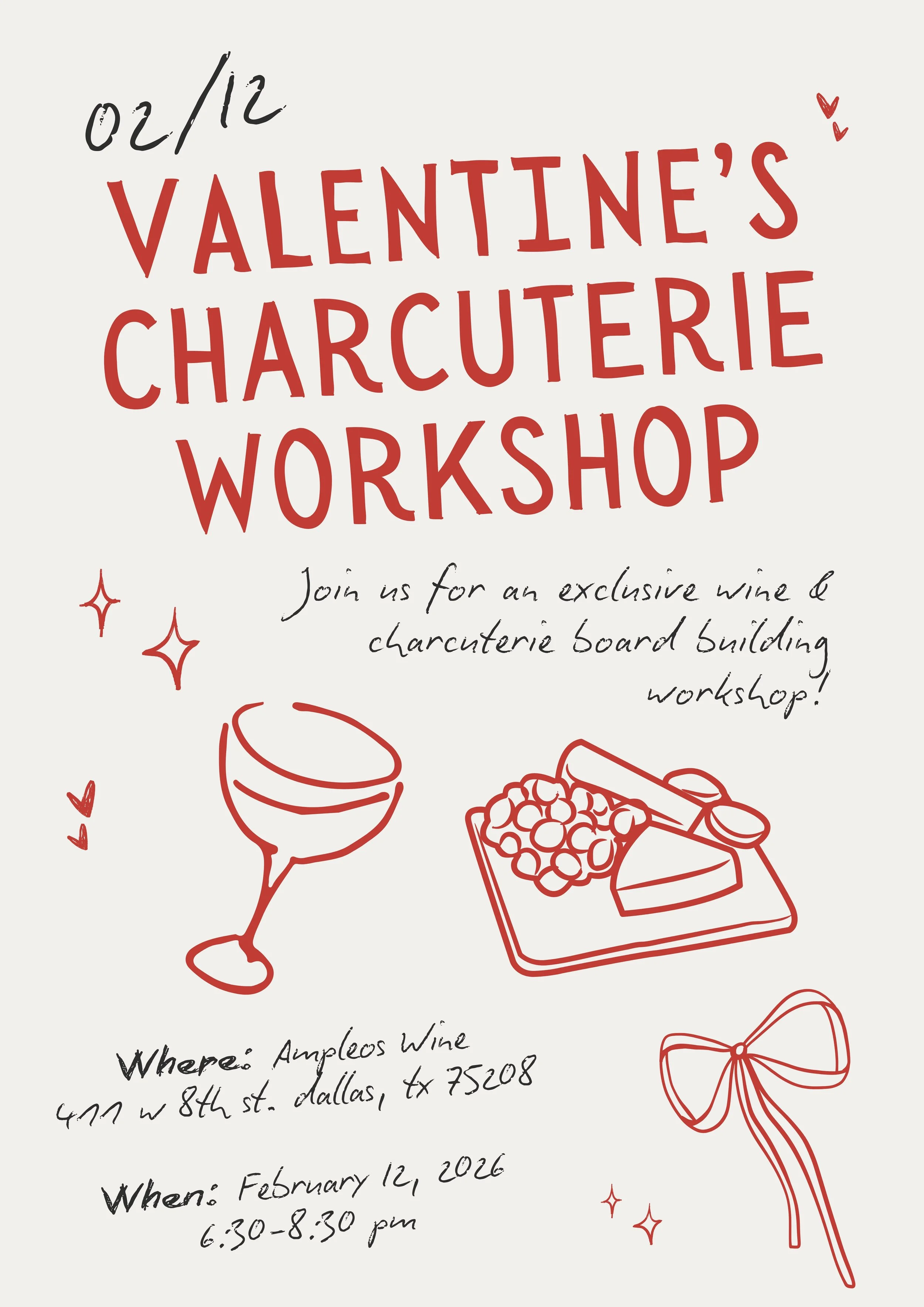 2/12 Valentine-Themed Charcuterie Workshop @ Ampelos Wines