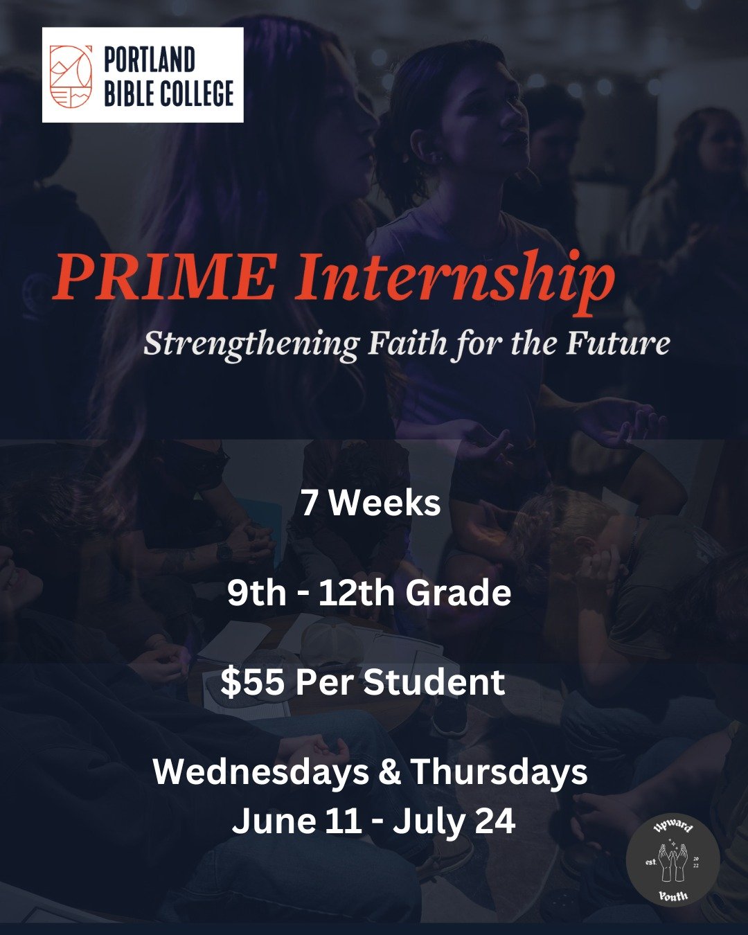 We have a week and a half until Prime starts! June 11th we start our High School Internship program. We will be at the church 2 days a week studying the bible and important topics in depth. It is not too late to sign up for this. Its $50 per student.