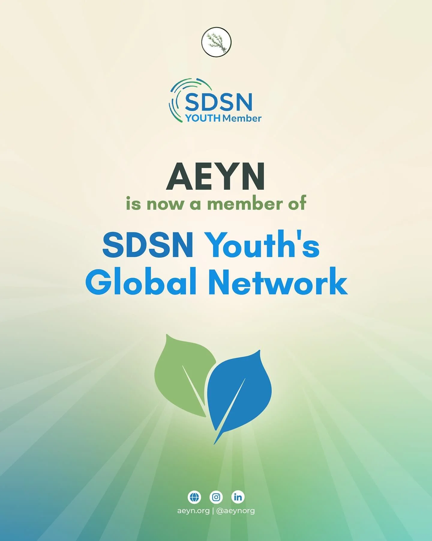 We are excited to share that AEYN has officially joined the SDSN Youth&rsquo;s Global Network! The SDSN Youth Network (@sdsnyouth) focuses on mobilizing youth worldwide to promote the SDGs advocacy and awareness. We look forward to the collaboration 