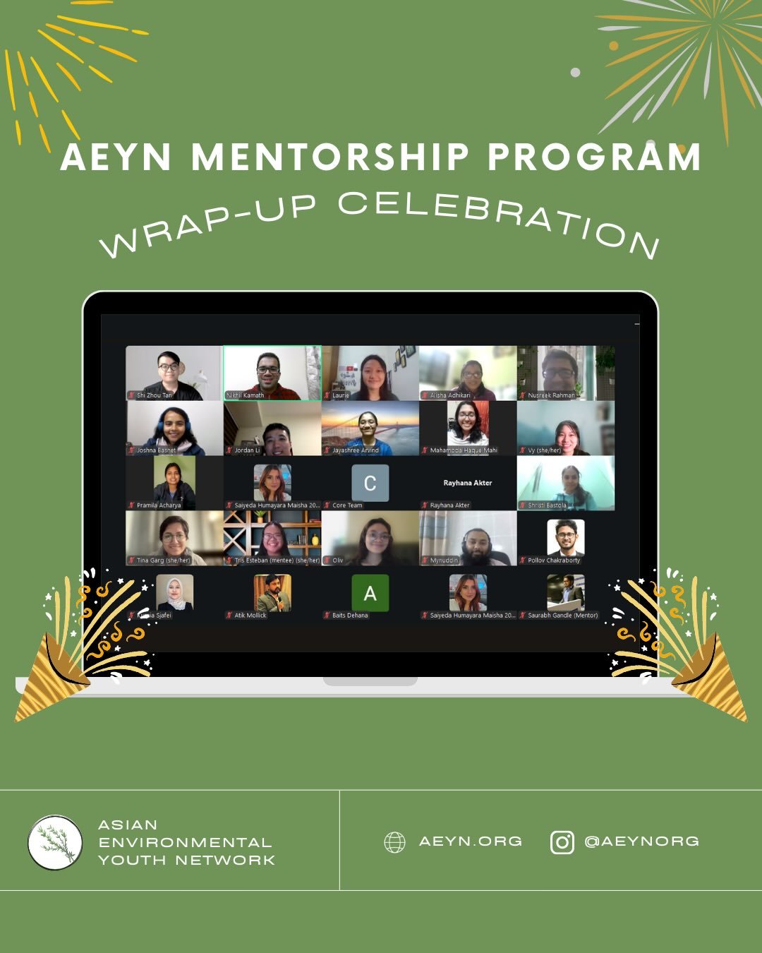That&rsquo;s a wrap! Congrats to all the mentors and mentees for successfully completing AEYN&rsquo;s mentorship program! 🎉 We are so proud of our mentees for growing their network, enhancing their knowledge and skills, and making an impact in clima