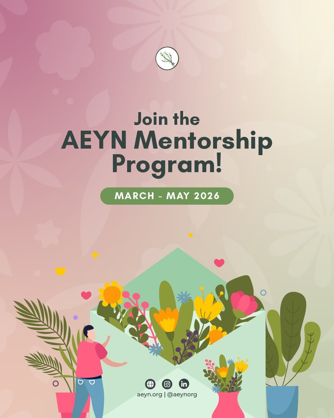 📢 AEYN is opening applications for our mentorship program! This spring, join our eighth cohort as a mentee or mentor to meet other talented youth and professionals working on climate in Asia. Our two-month program, running from March 1 to May 3, pai