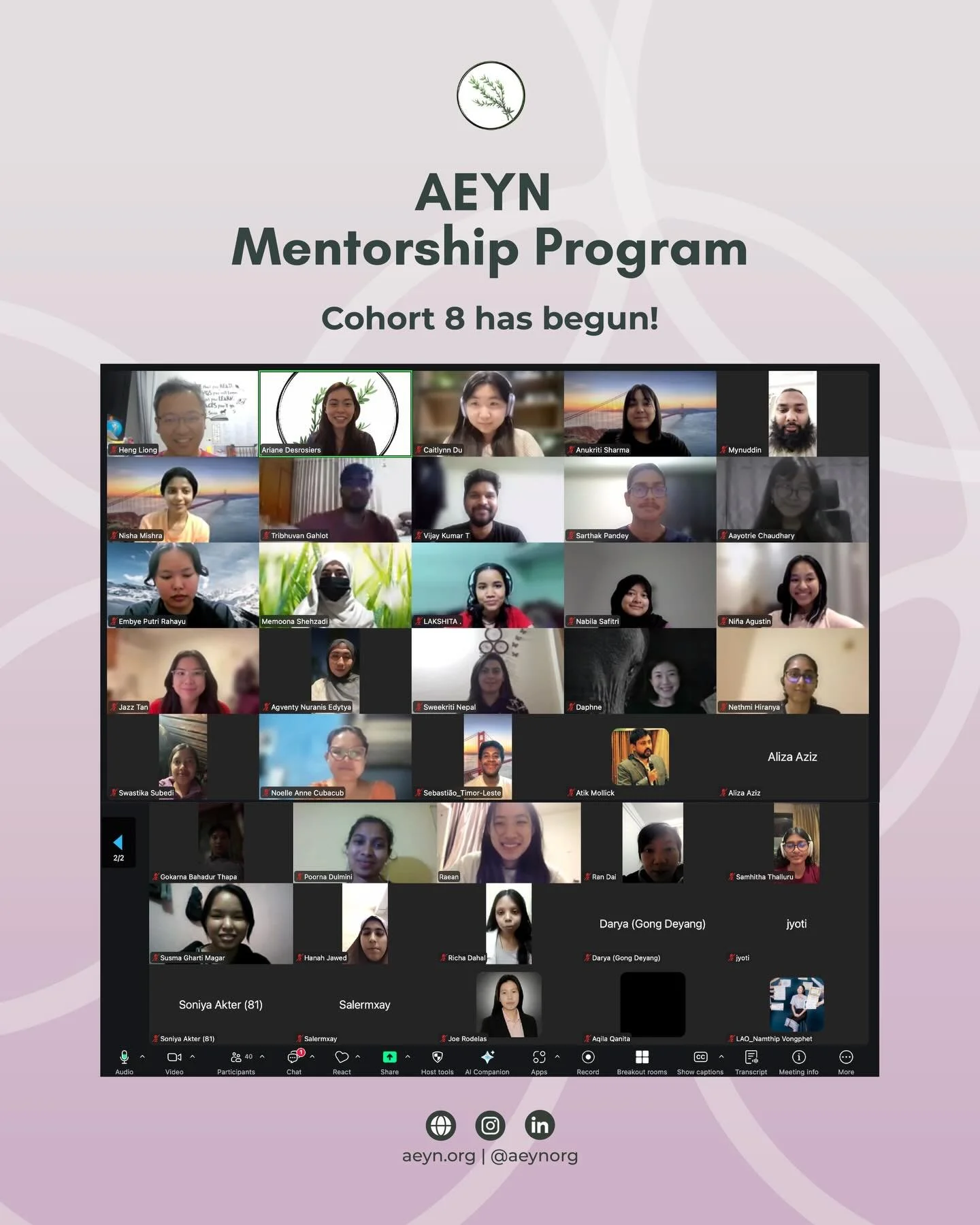 The eighth cohort of our flagship mentorship program has officially launched! 🎉 Over the next two months, our mentees will meet with climate and sustainability professionals throughout Asia to grow their knowledge, skills, and networks. Follow along