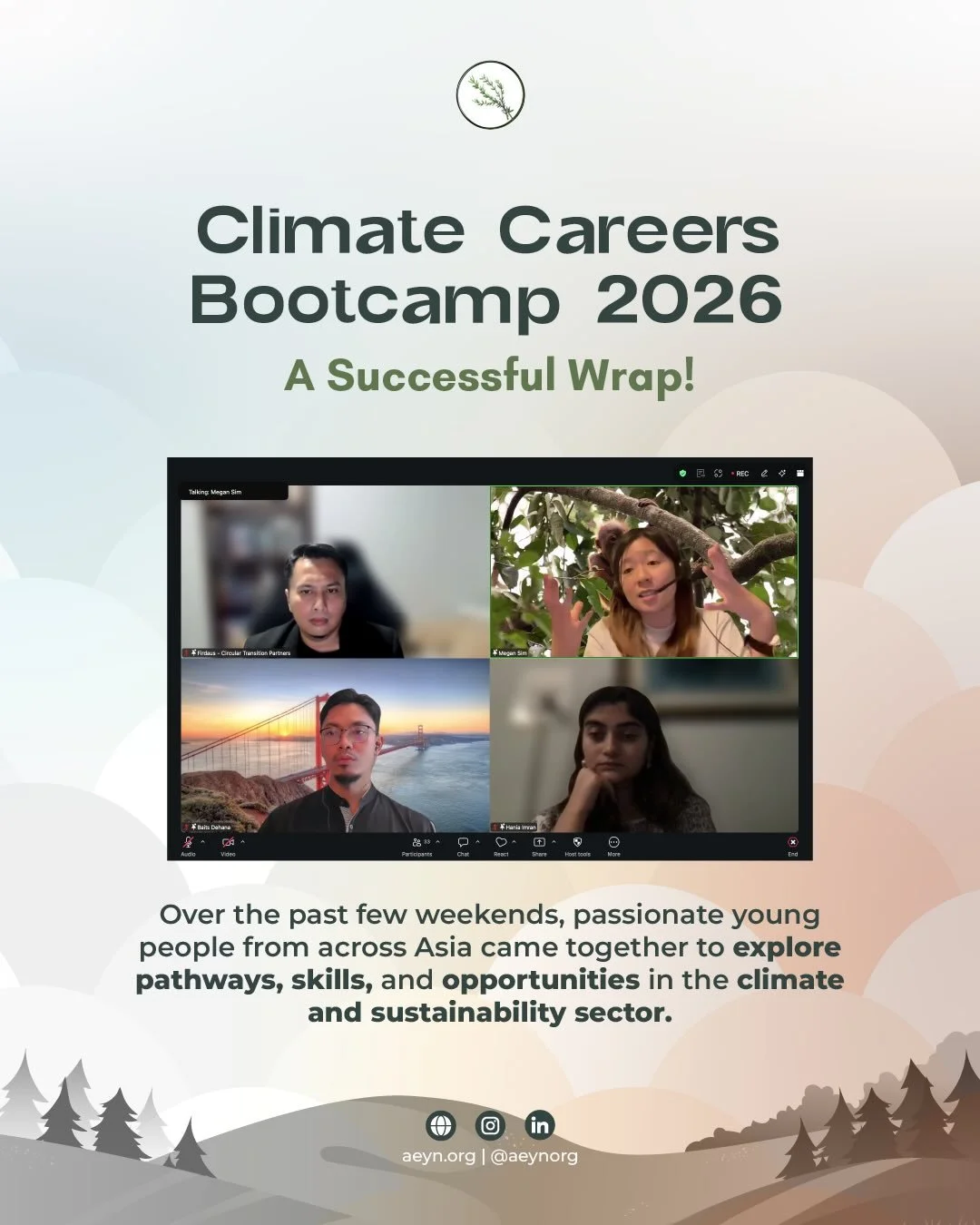 🌍 AEYN&rsquo;s Climate Careers Bootcamp &mdash; A Successful Wrap!

Last weekend, we wrapped up our Climate Careers Bootcamp, a learning series designed to help Asian youth explore opportunities and build skills for careers in climate and sustainabi