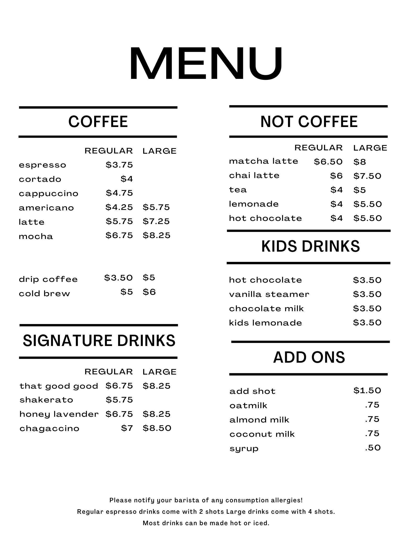 Chrome Coffee Menu — About Us