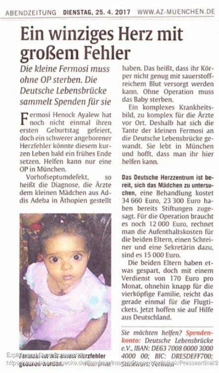 Pressemitteilung zu Fermosis Spendenaufruf