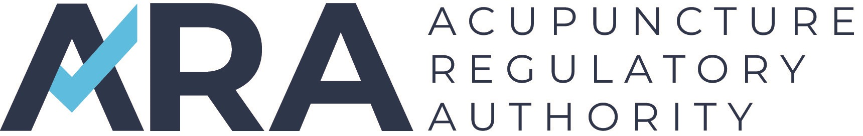 Logo of the Acupuncture Regulatory Authority with a blue check mark integrated into the letter A in 'ARA'