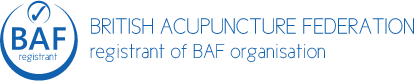 British Acupuncture Federation logo with blue text and logo design