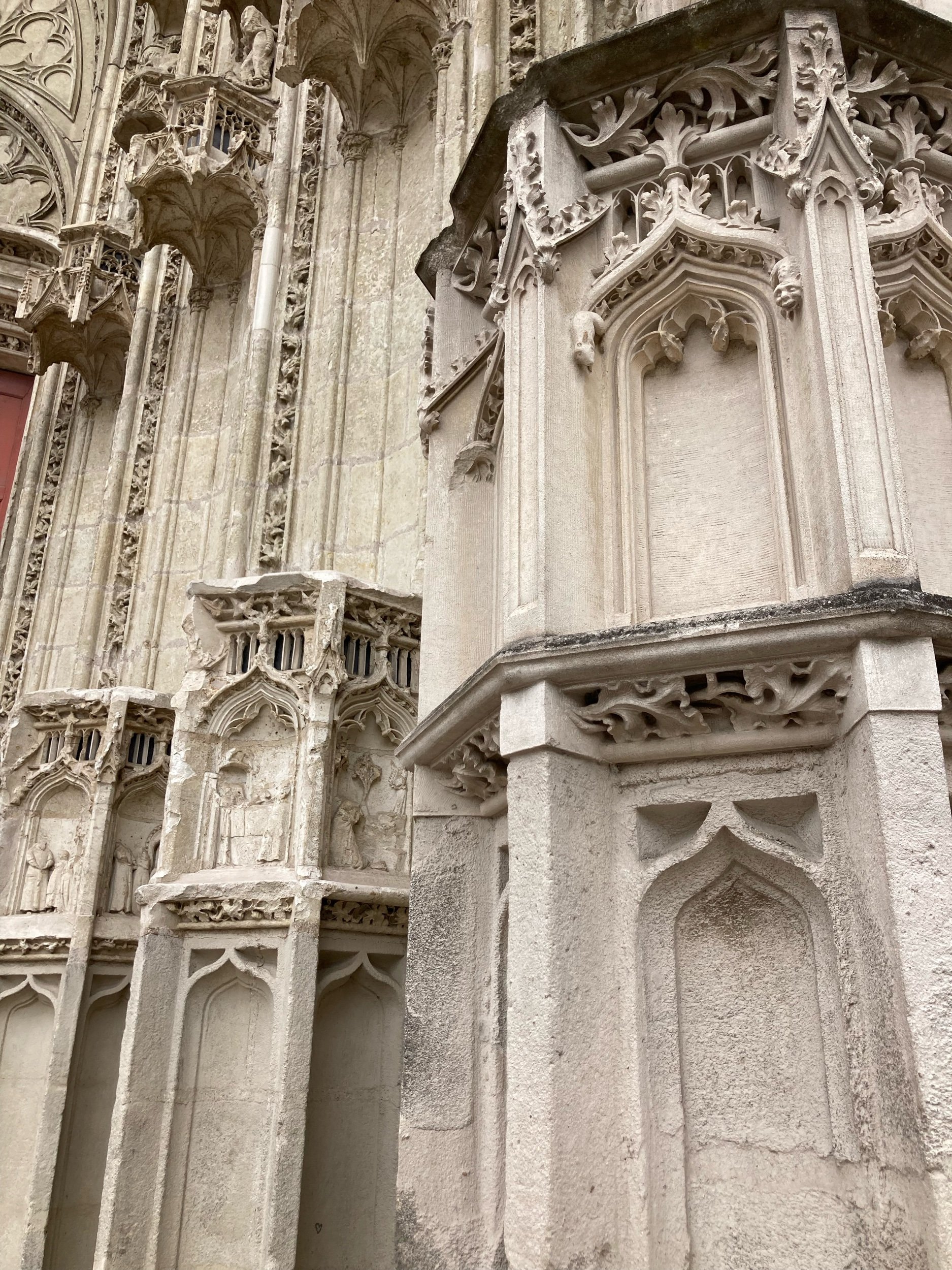 Exterior detailing on the facade of the cathedral.