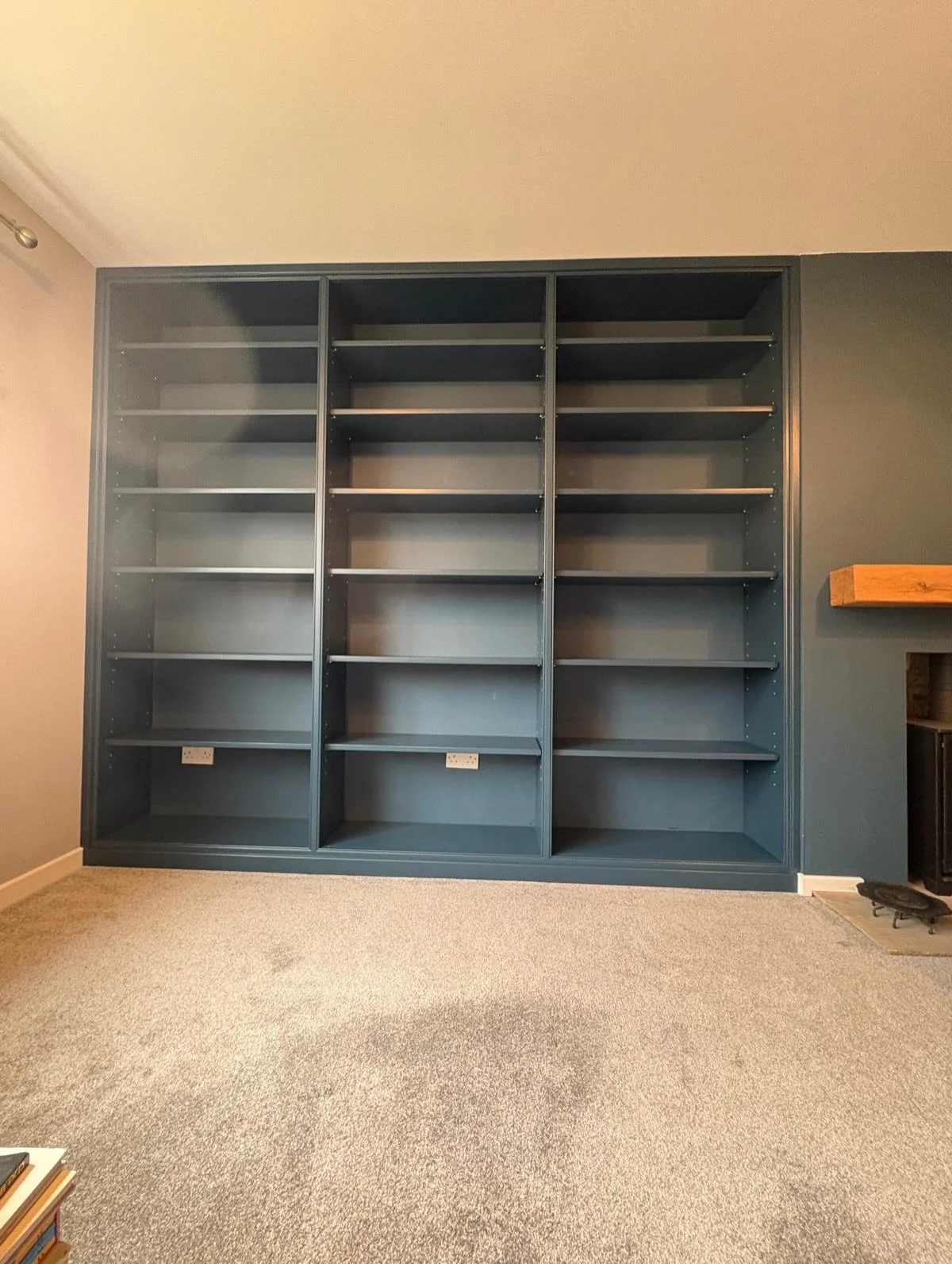 Wow our customer certainly had a lot of books to fill this straightforward bookcase.  Fabulous project.  This bespoke bookcase was backless and hand painted using Farrow &amp; Ball Hague Blue 😊.
-
-
#bespoke #bookcase #books #farrowandball #madewith