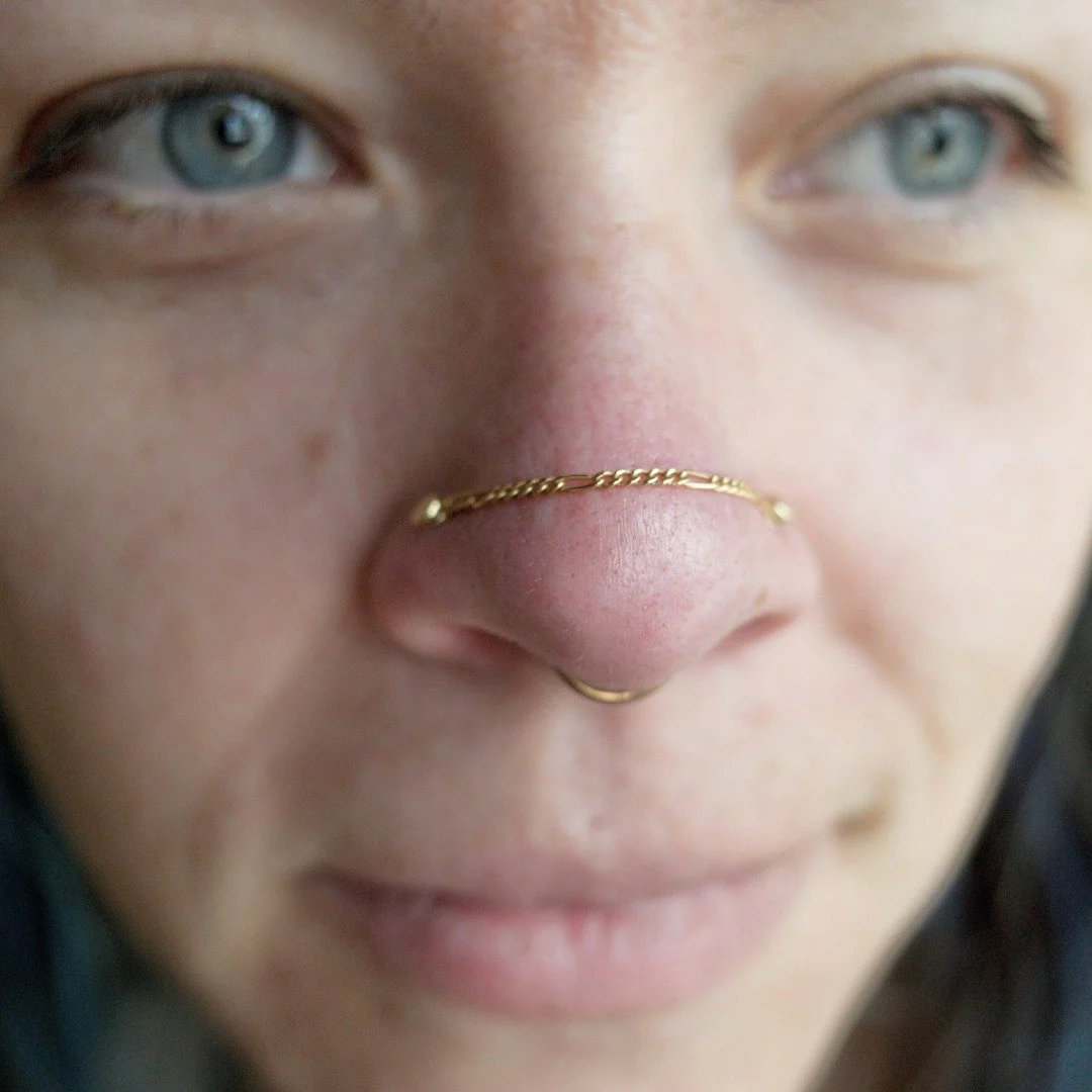 Chain upgrade for this pair of healed nostril piercings by Casey. 

#safepiercing #Legitbodyjewelry #Supernaturalbodypiercing #Kansascity #Kcmo #kansascitypiercing #nostrilpiercing #chains