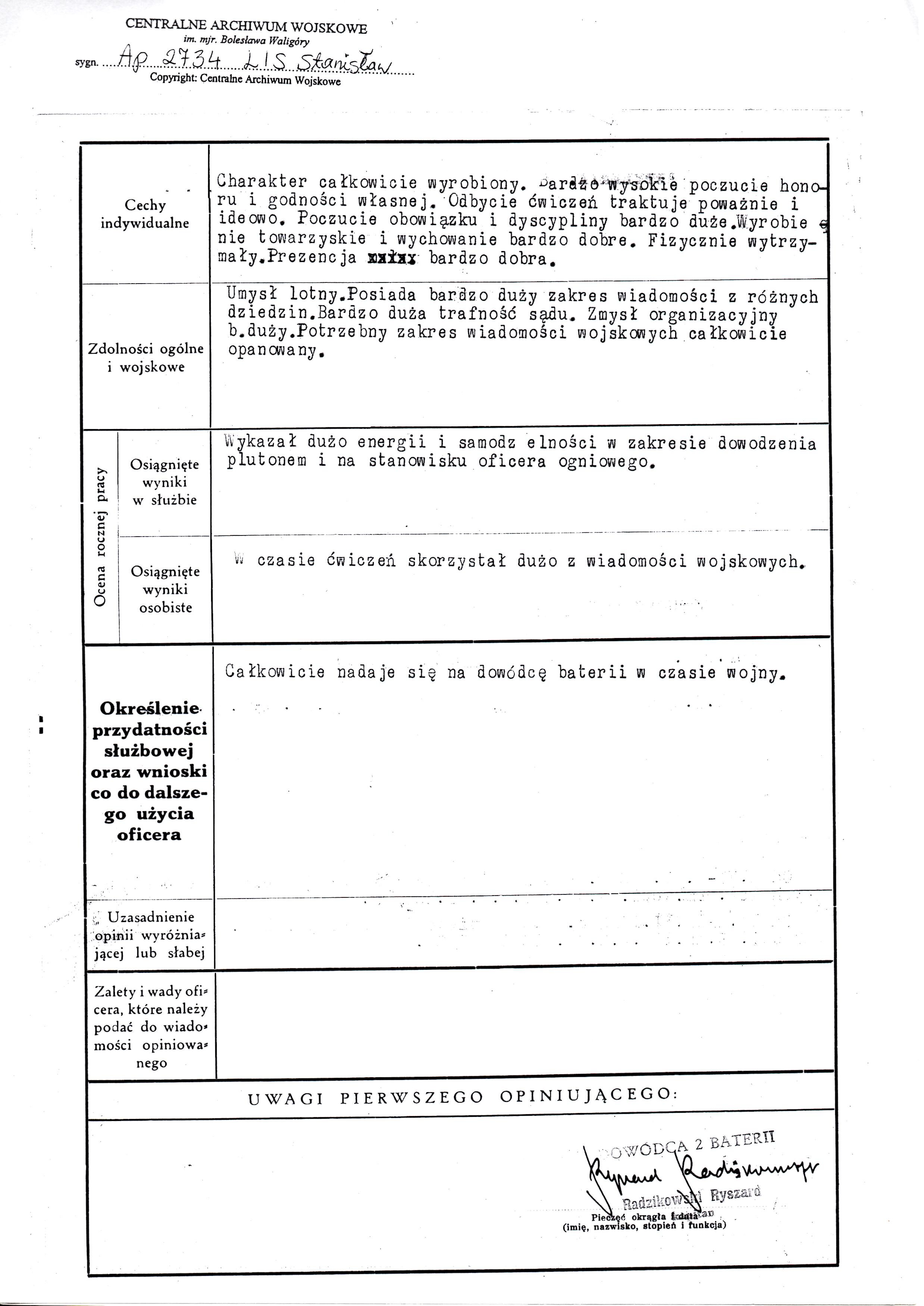 Stanislaw Lis Annual List of Qualifications 1938 Page 2.jpg