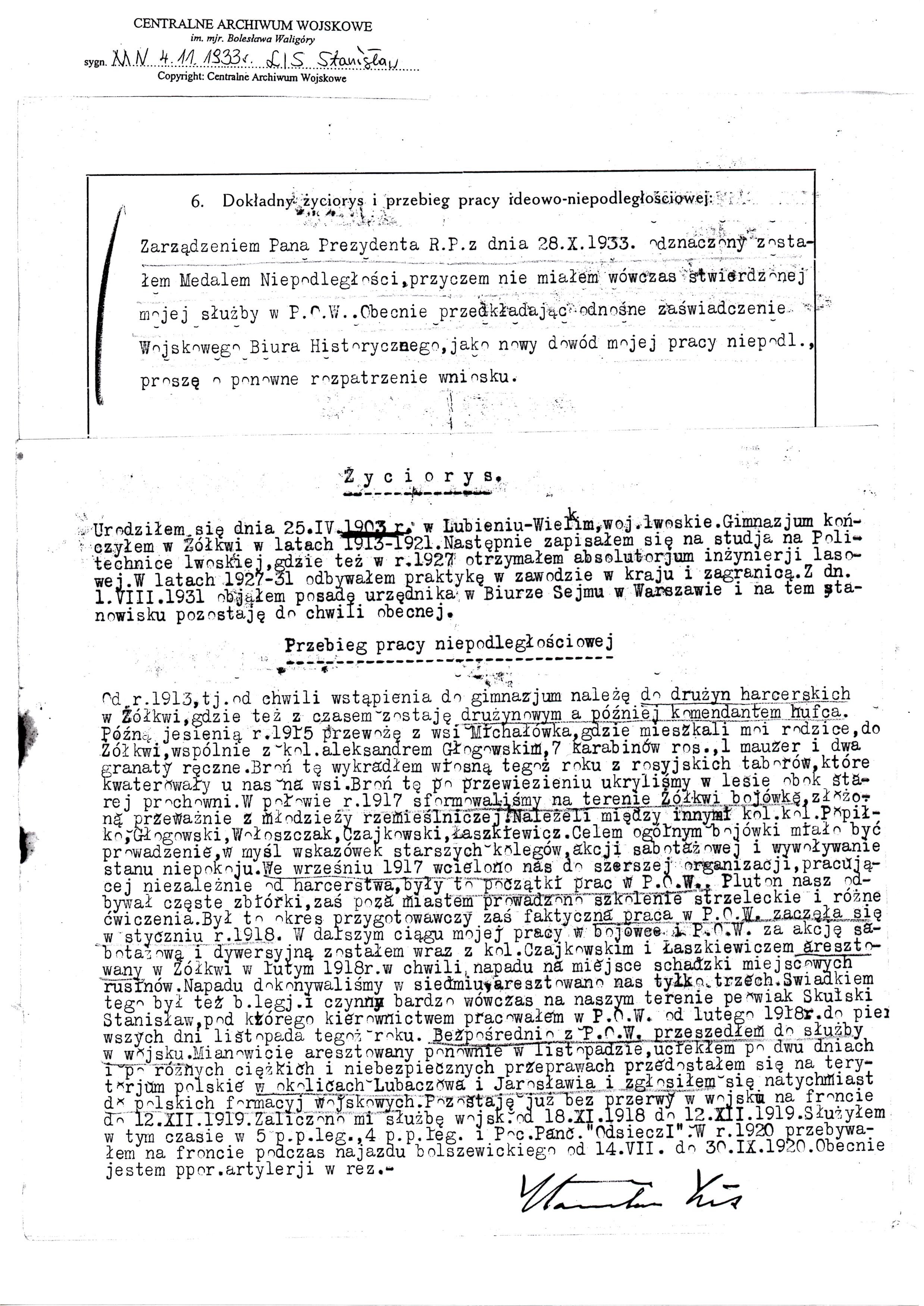 Stanislaw Lis CV document 1 page 1933.jpg