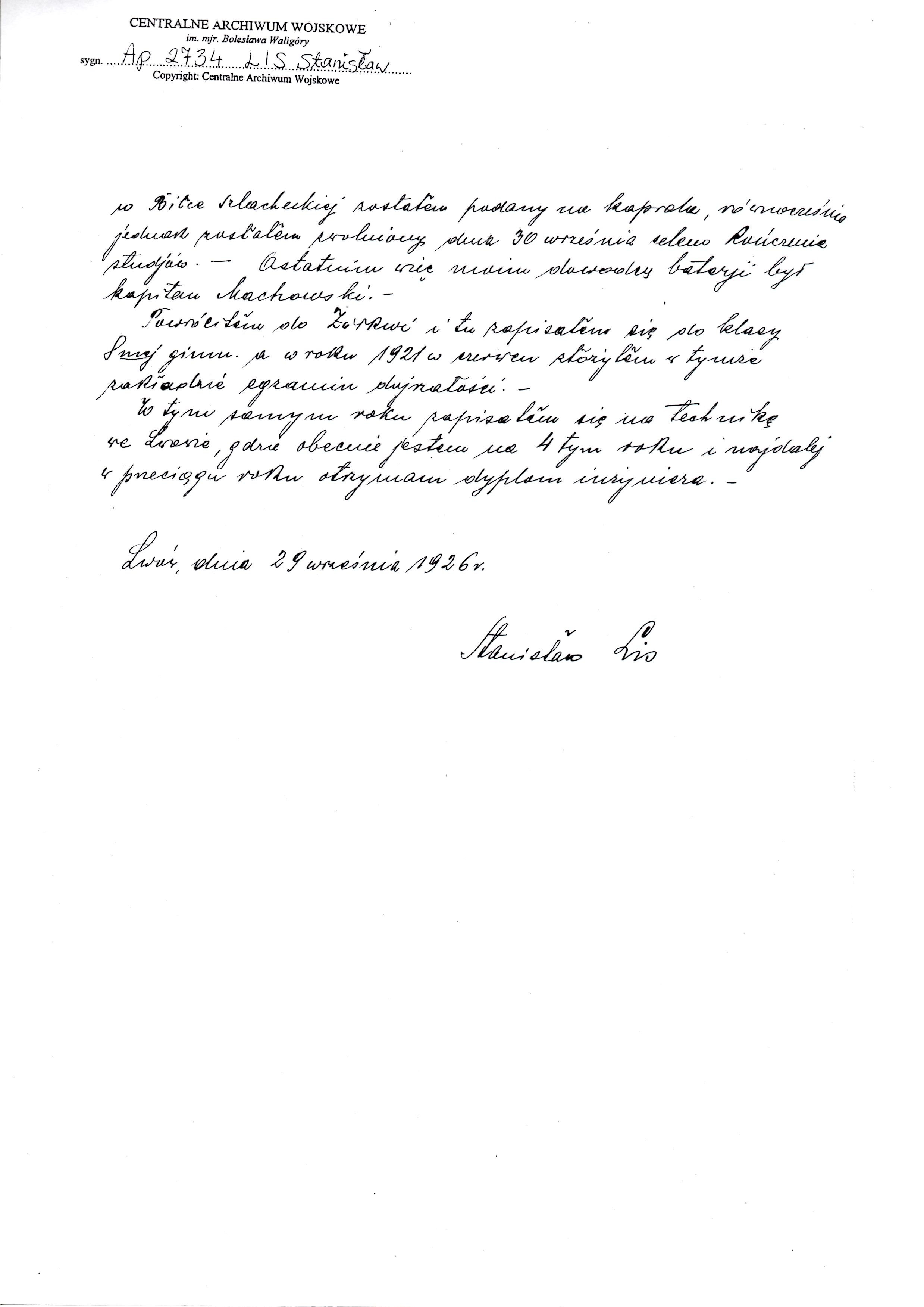 Stanislaw Lis handwritten CV 1926 page 3.jpg