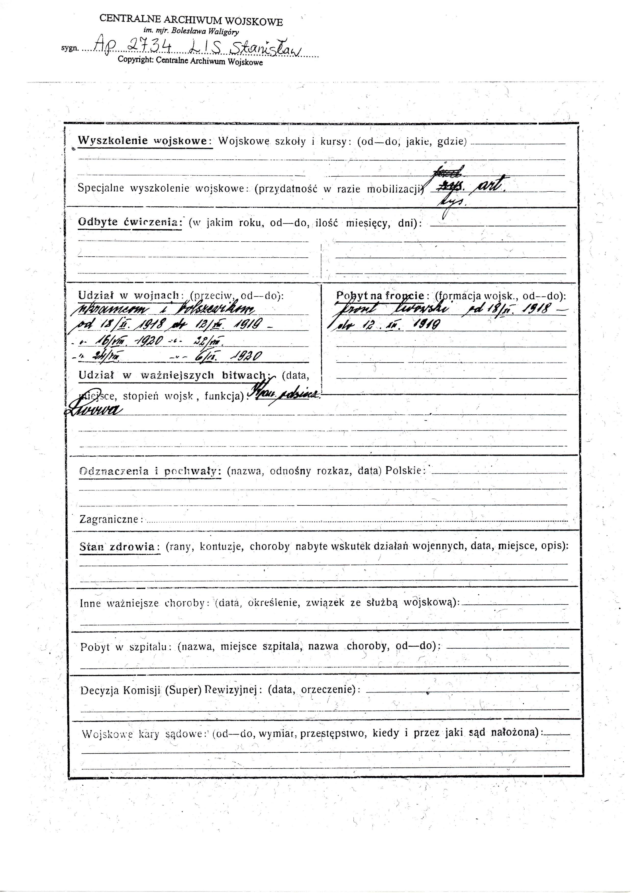 Stanislaw Lis handwritten Document RECORD Rawa Ruska Page 2 1924.jpg