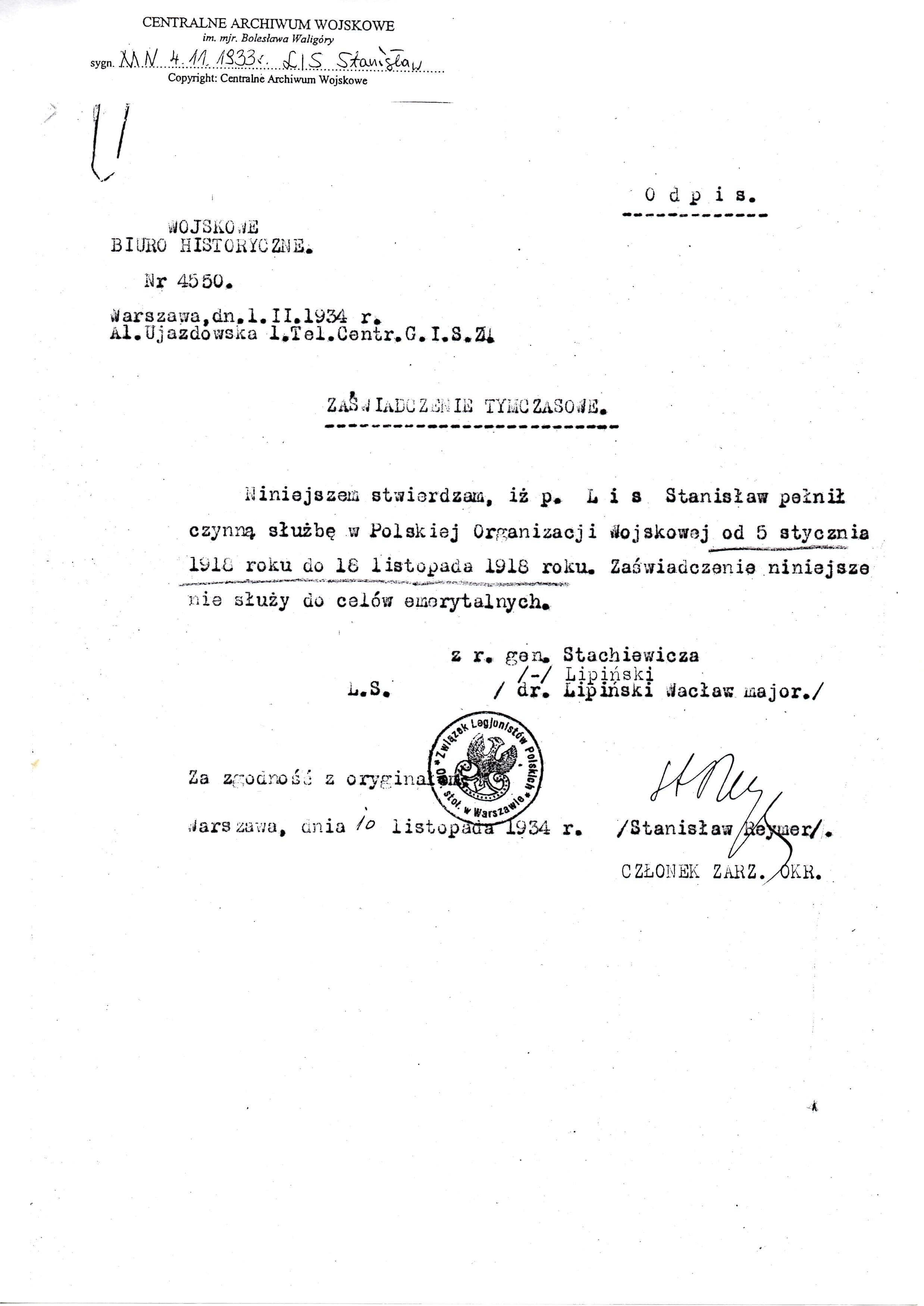 Stanislaw Lis Temporary Certificate 3 1934.jpg