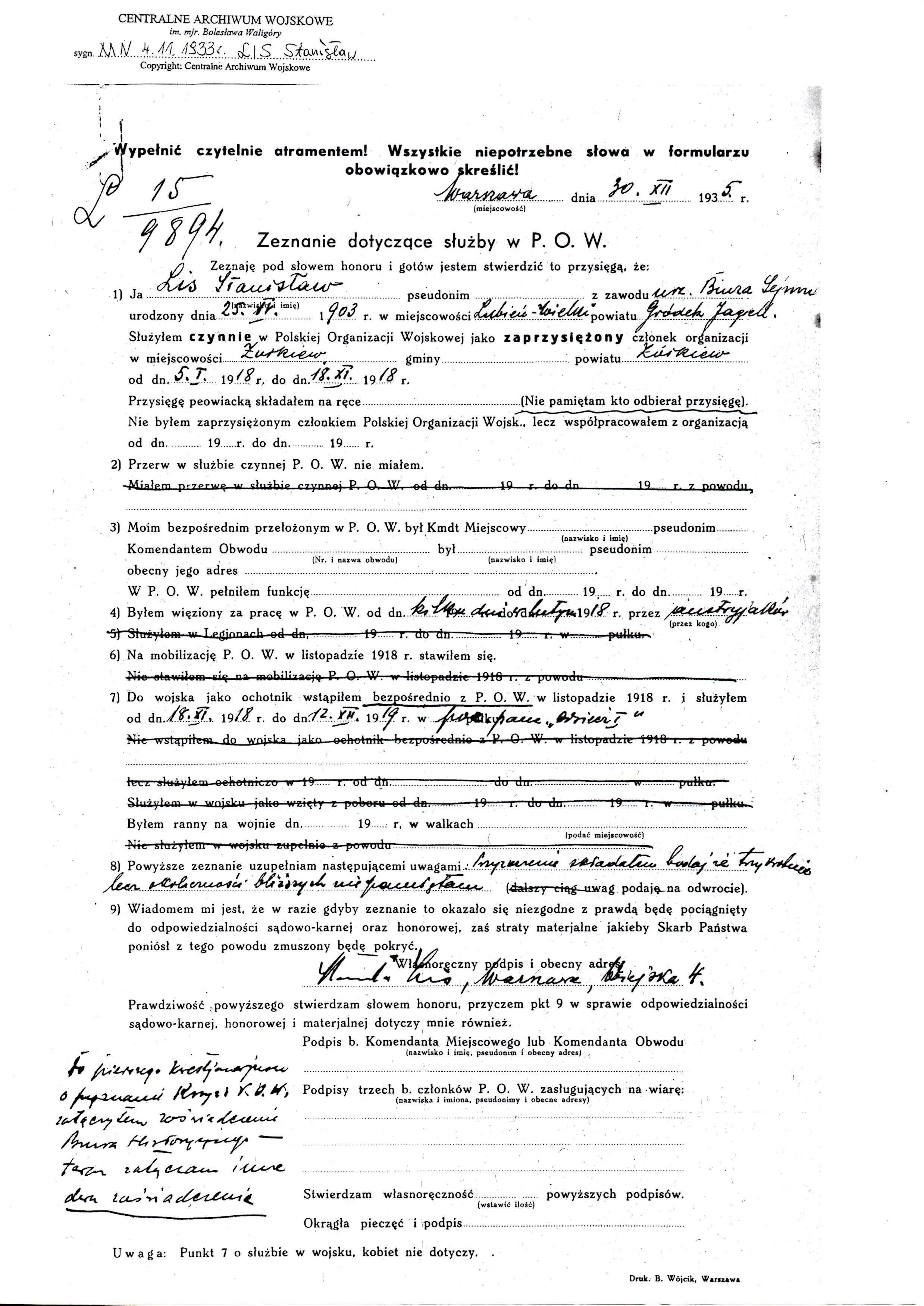 Stanislaw Lis Testimony regarding Service in the P.O.W 1935.jpg