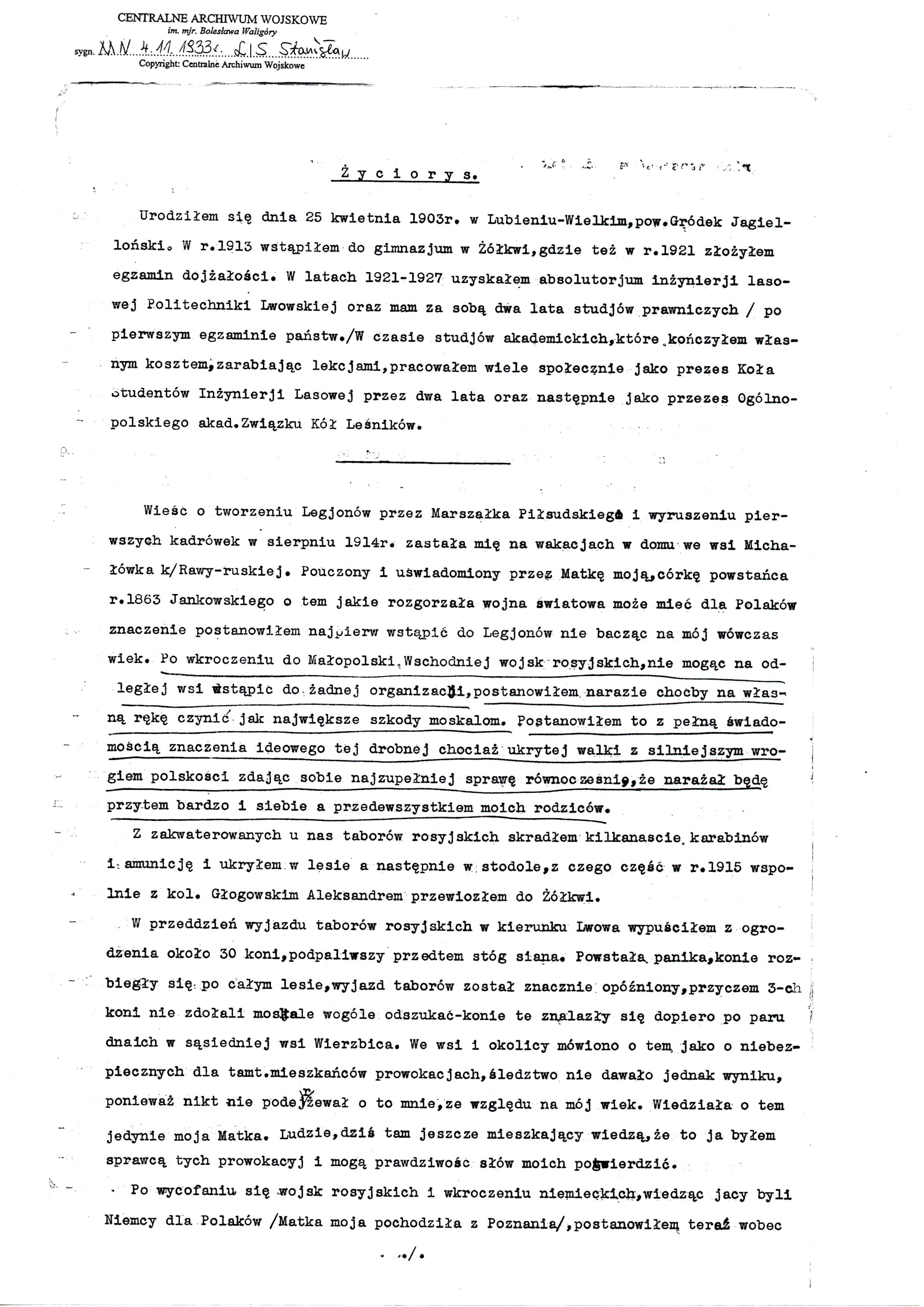 Stanislaw Lis typed CV 1932 Page 1.jpg