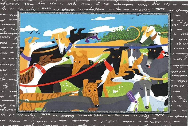 C0123 - Cartoon Greyhounds (210 mm x 150 mm)