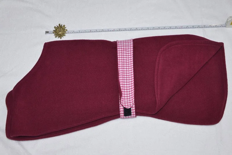 9004 - 28" Preloved Burgundy Fleece Dog Coat
