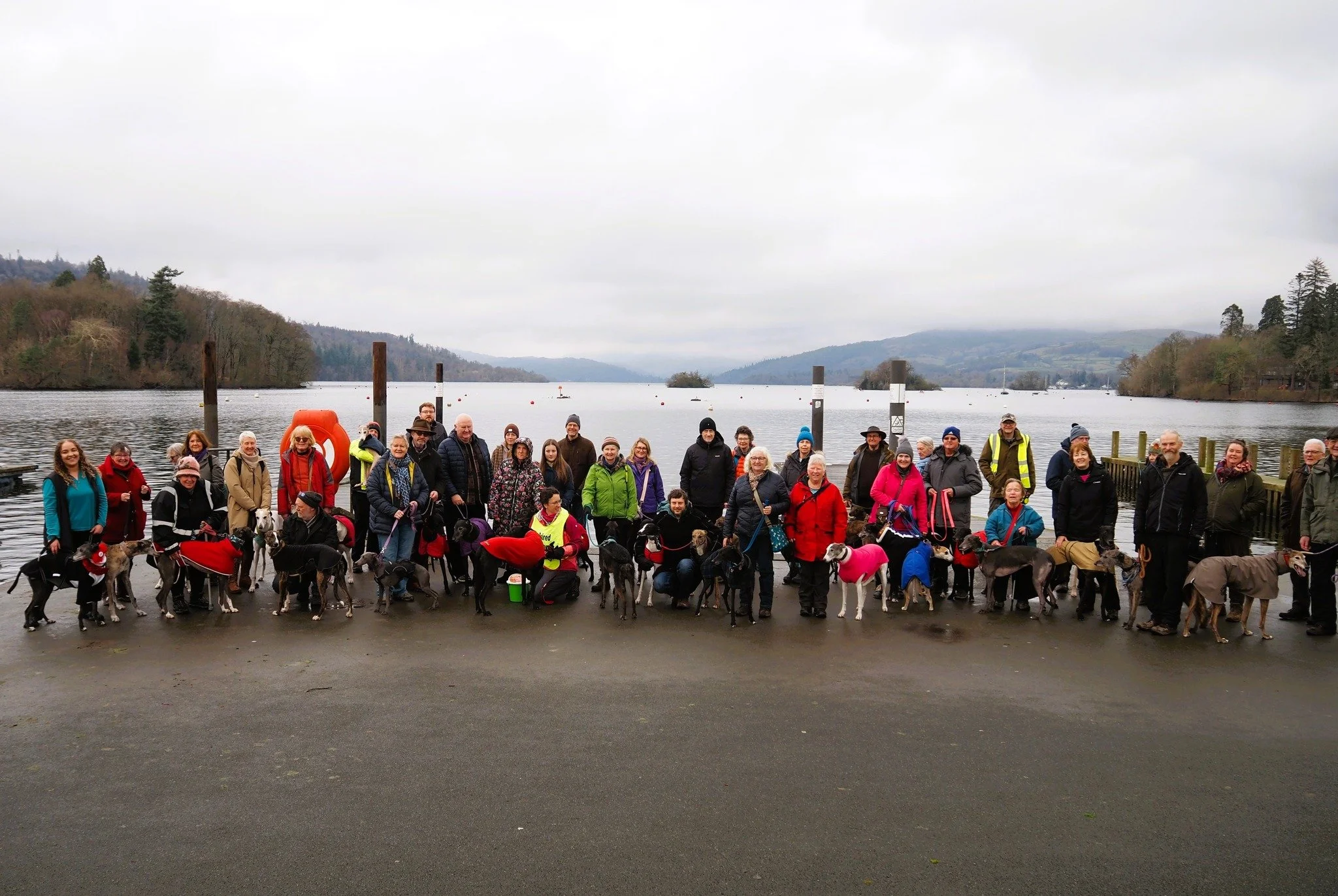 8th February 2026 - 39 hounds and their owners attended the walk held in Bowness-on-Windermere where it was cold, but remained dry till almost the end when it started to drizzle.  RGSL made £237.85