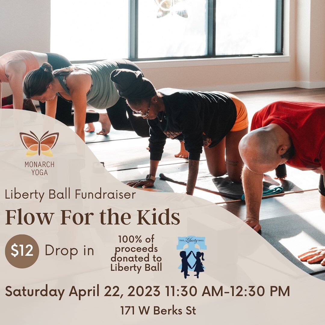 Join us on Saturday 4/22 from 11:30am-12:30pm for an hour heated power flow class with @monarchyogaphl! 

This is a $12 all levels class with 100% of proceeds and all donations going to Liberty Ball FTK! 

Link in our bio to reserve your spot!