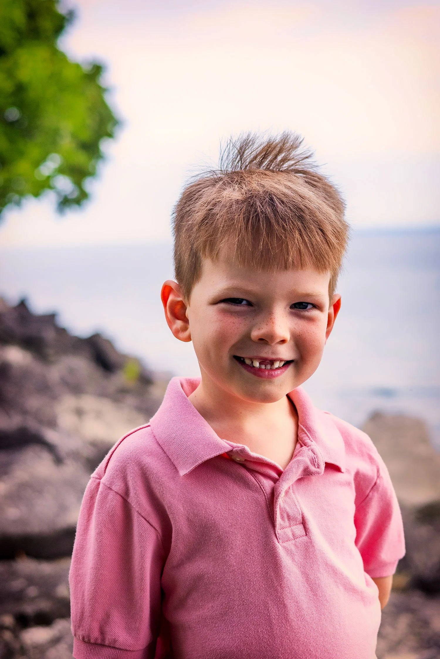 cute little boy by by Lake Erie at Lakeside, ohio