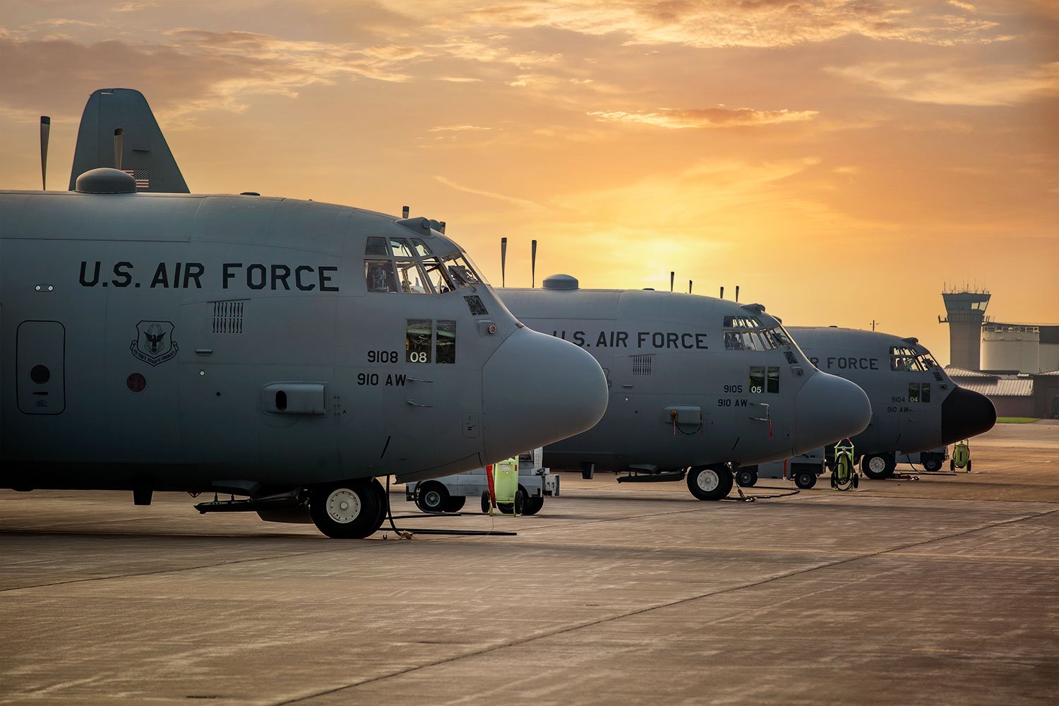 C-130 Hercules Aircraft on the runway at Youngstown Air Reserve Station.