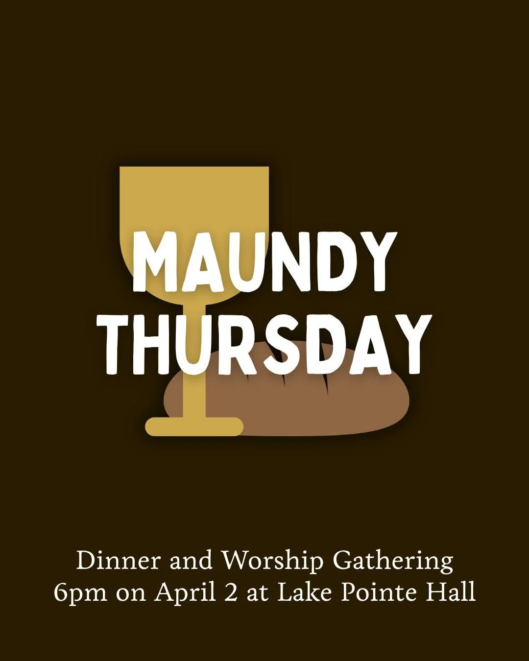 It's Maundy Thursday! Today, we remember the night when Jesus shared his last meal with his disciples, washed their feet, prayed over them, and gave them a new commandment: "As I have loved you, so you must love one another." 

We'll gather
