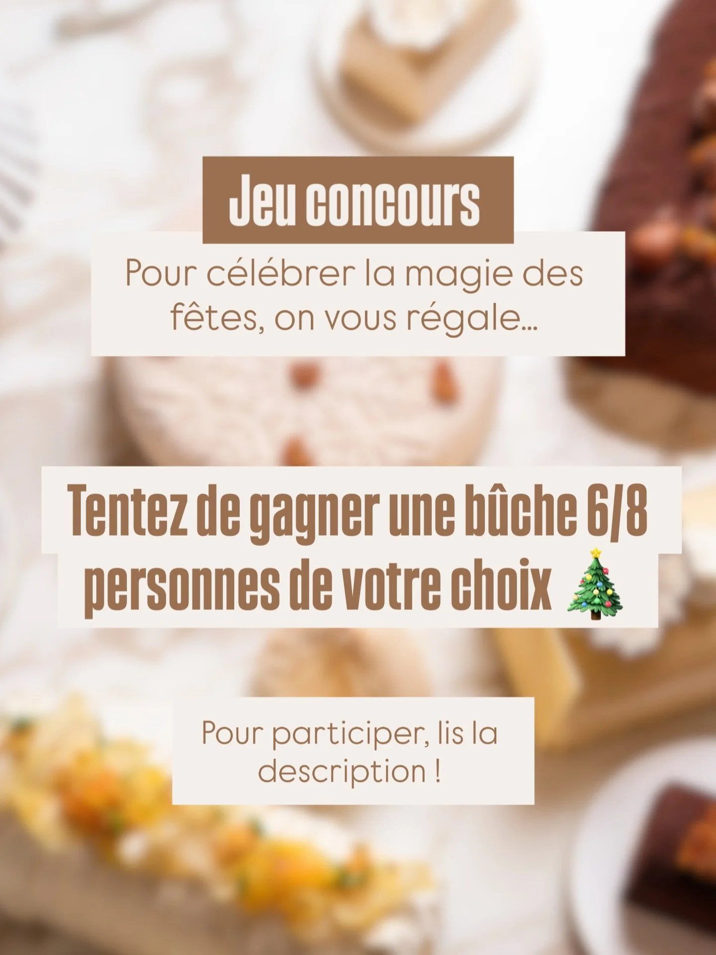 🎄 JEU CONCOURS DE NO&Euml;L &mdash; JOJO&amp;CO 🎄
 Pour c&eacute;l&eacute;brer la magie des f&ecirc;tes, on vous r&eacute;gale : tentez de gagner une b&ucirc;che 6/8 personnes de votre choix ✨

Nos cr&eacute;ations de fin d&rsquo;ann&eacute;e sont 