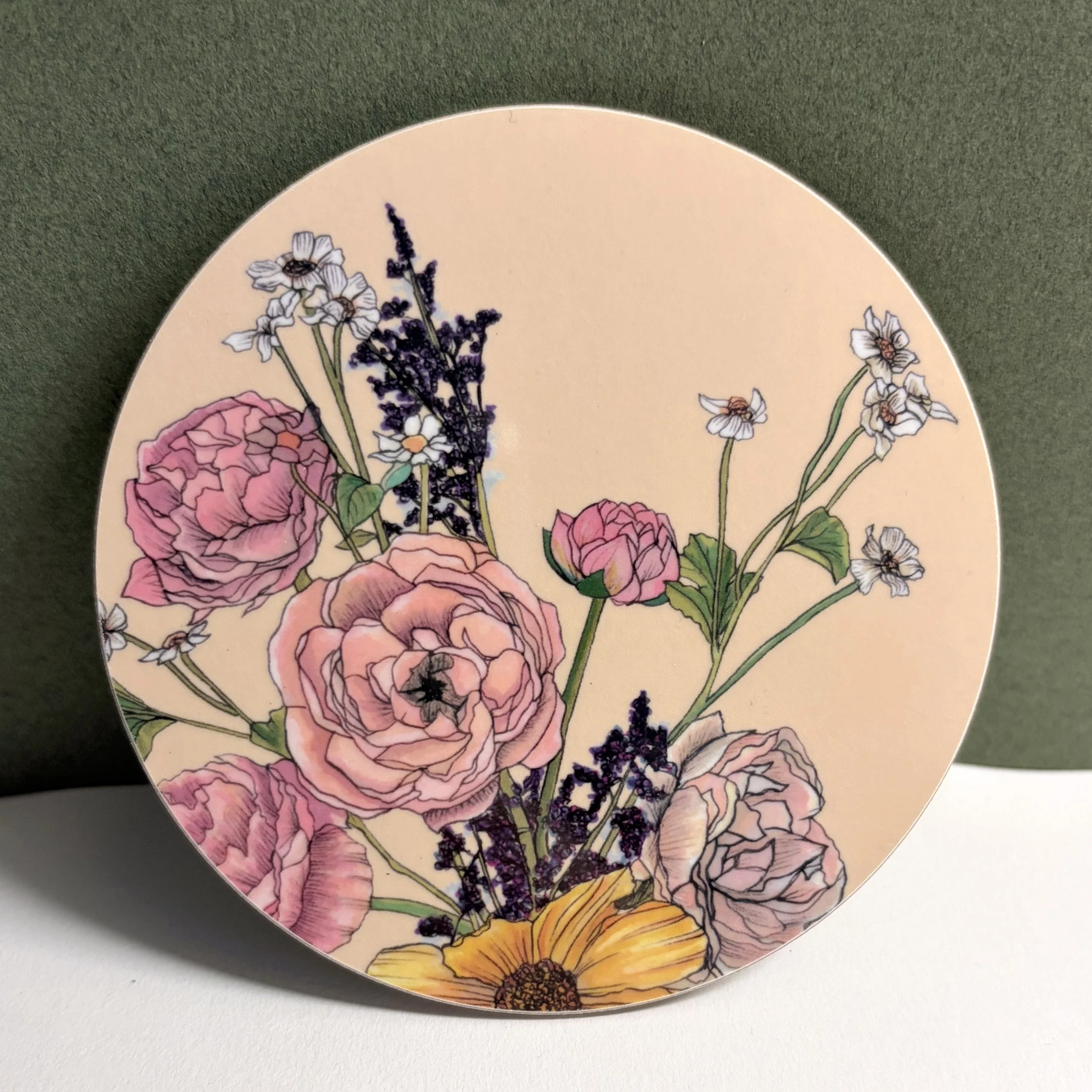 Yellow Blooms Round Coaster