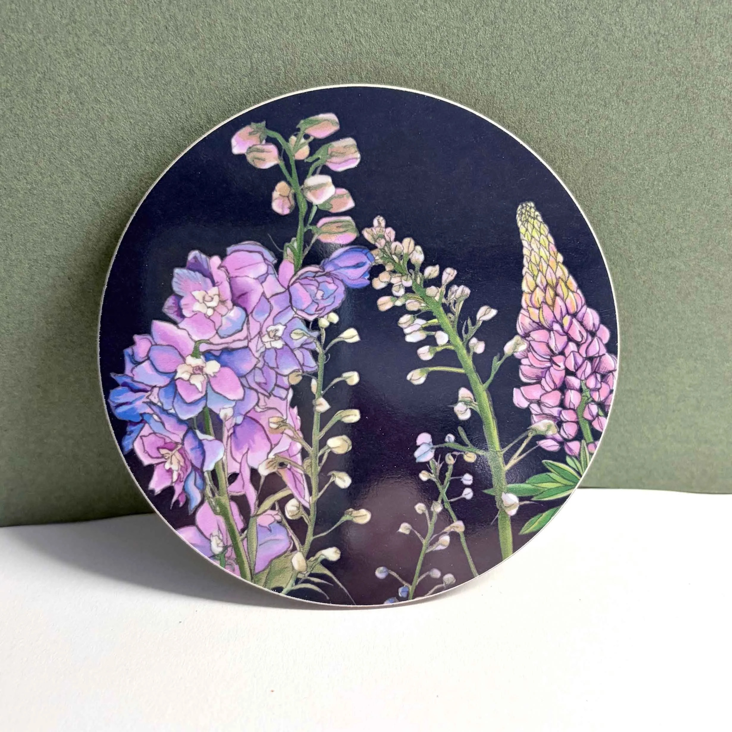 Delphiniums Round Coaster