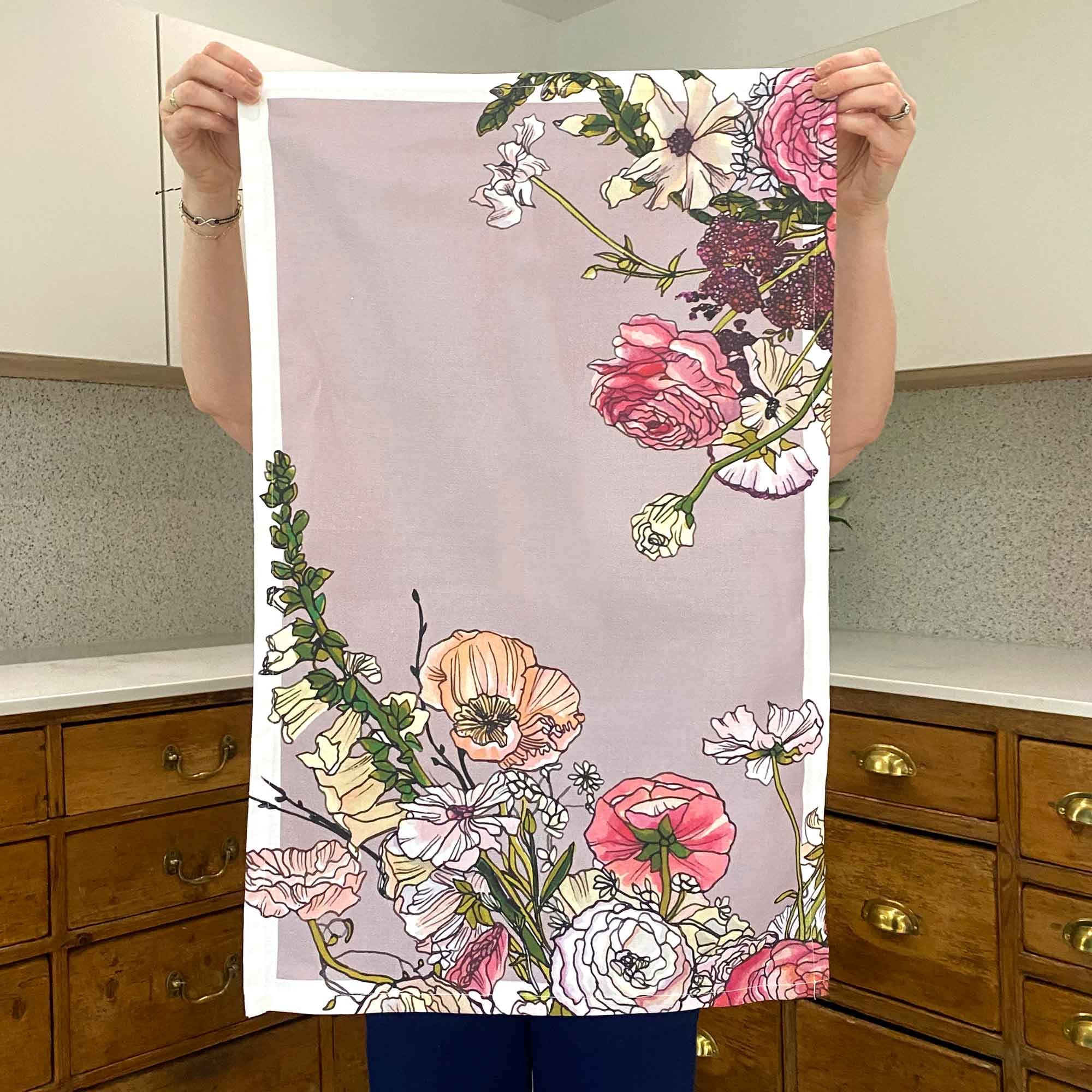 Organic Cotton Tea Towel - Ranunculus