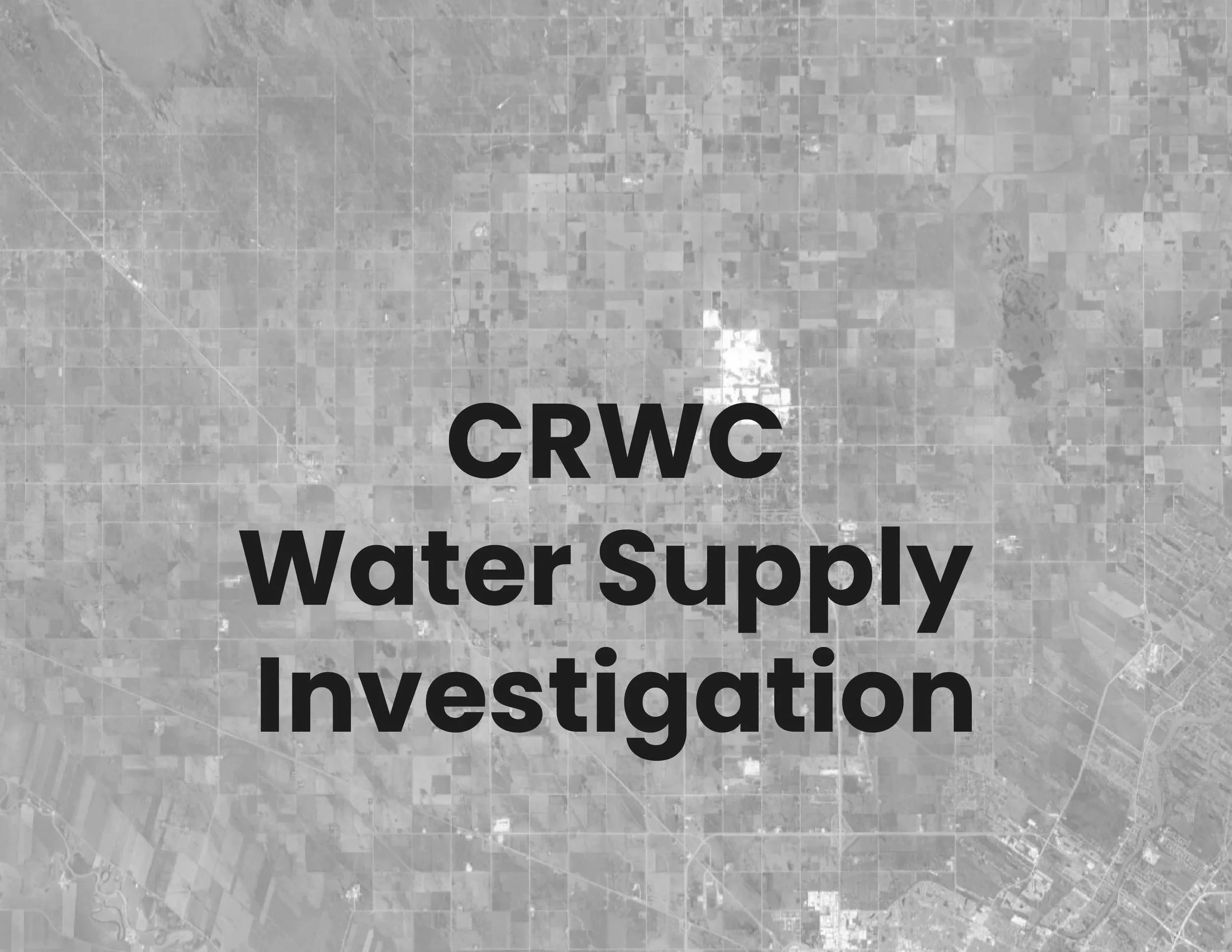 Water Supply Investigation | CRWC