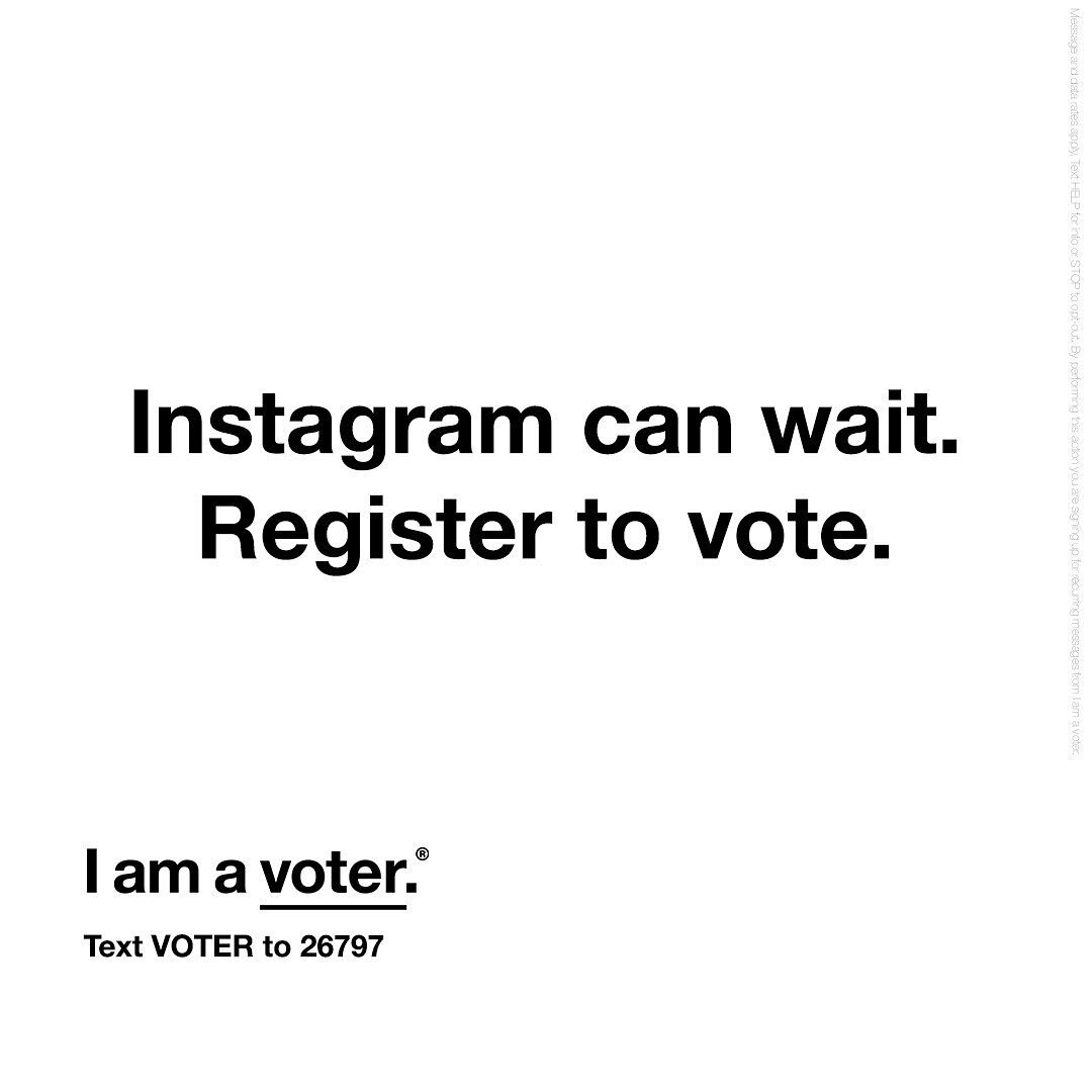 Joining our friends at @iamavoter to raise awareness of #NationalVoterRegistrationDay. Text VOTER to 26797 to make sure you are registered to vote and to receive all important election information. ⁣
⁣
If you are already registered, text VOTER to 267