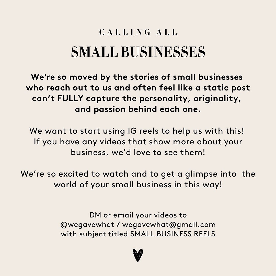Calling all small businesses 🤍 We have loved getting to know all of your stories and are so excited about this new way of sharing them with the rest of our community 🥰